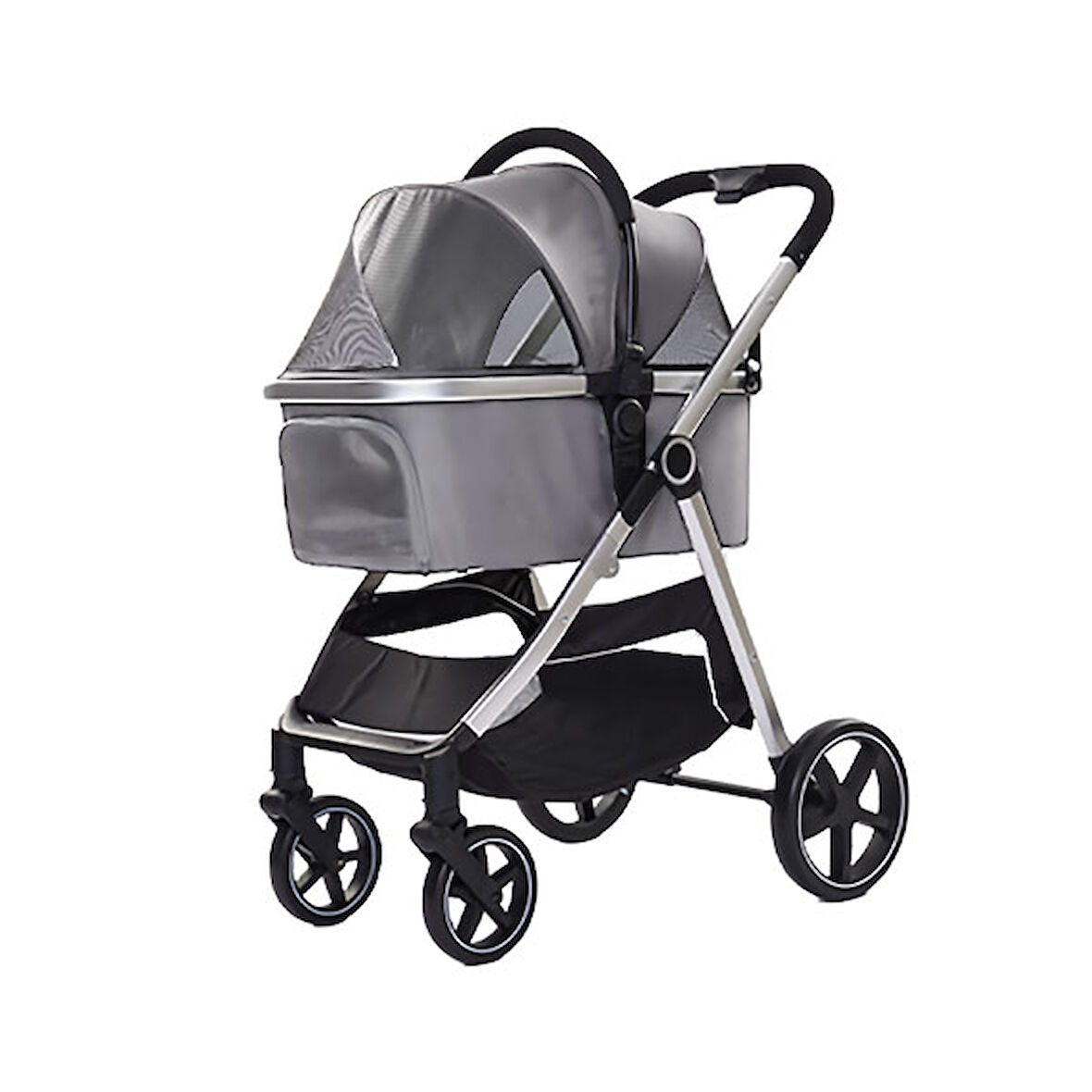 EuroDog Katlanabilir Köpek Arabası Gri 78x58x106 cm