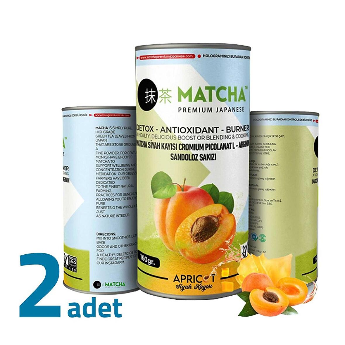 Matcha Premium Japanese Siyah Kayısılı Matcha Çayı 20 x 8GR x 2 Kutu