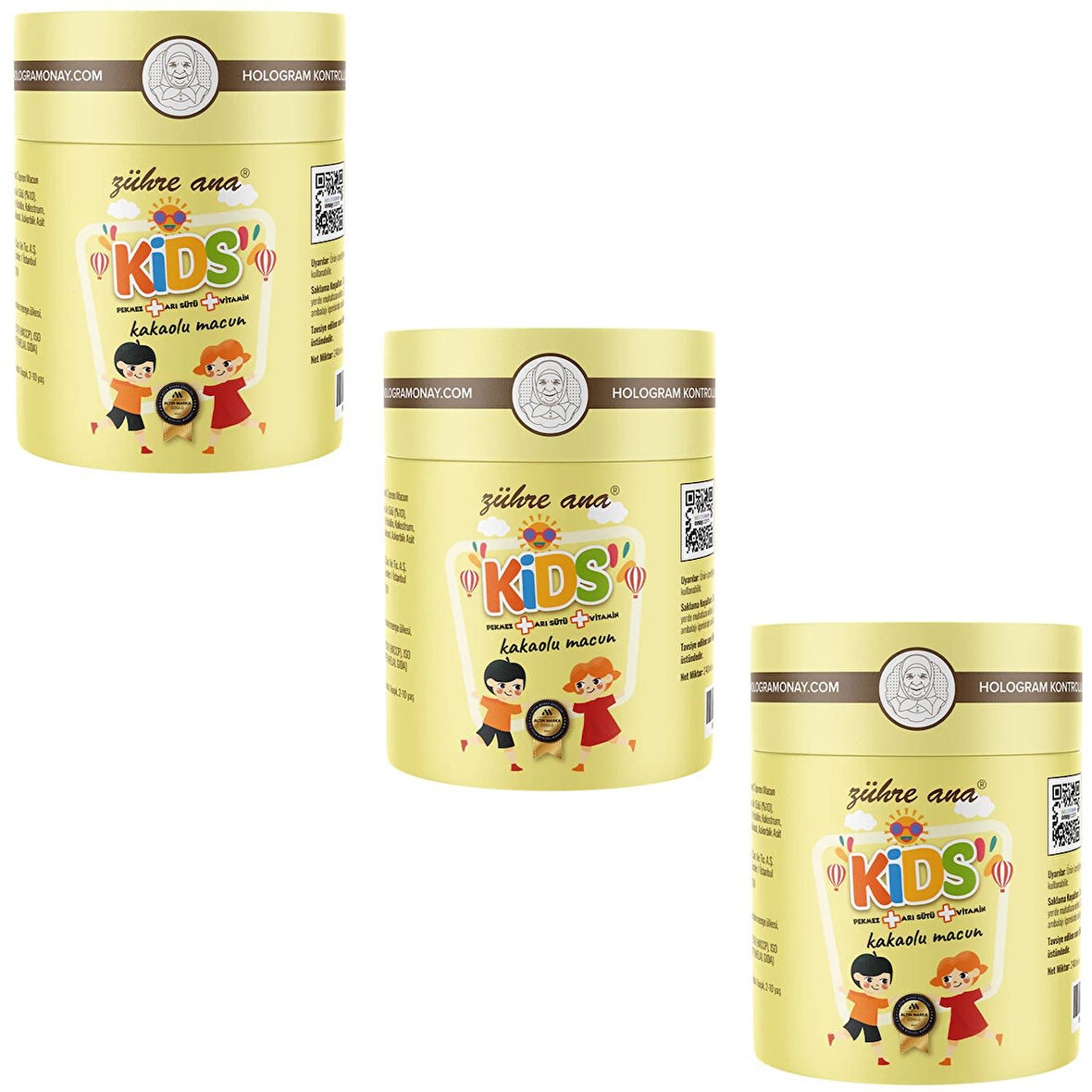 Zühre Ana Kids Arı Sütü Pekmez Bal ve Vitamin Katkılı Kakaolu Macun 240 gr 3 ADET