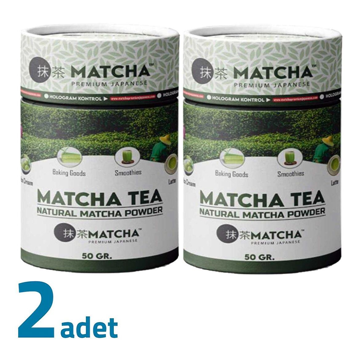 Matcha Premium Japanese Matcha Tozu Natural Powder Maça Çayı 50GR x 2 Kutu