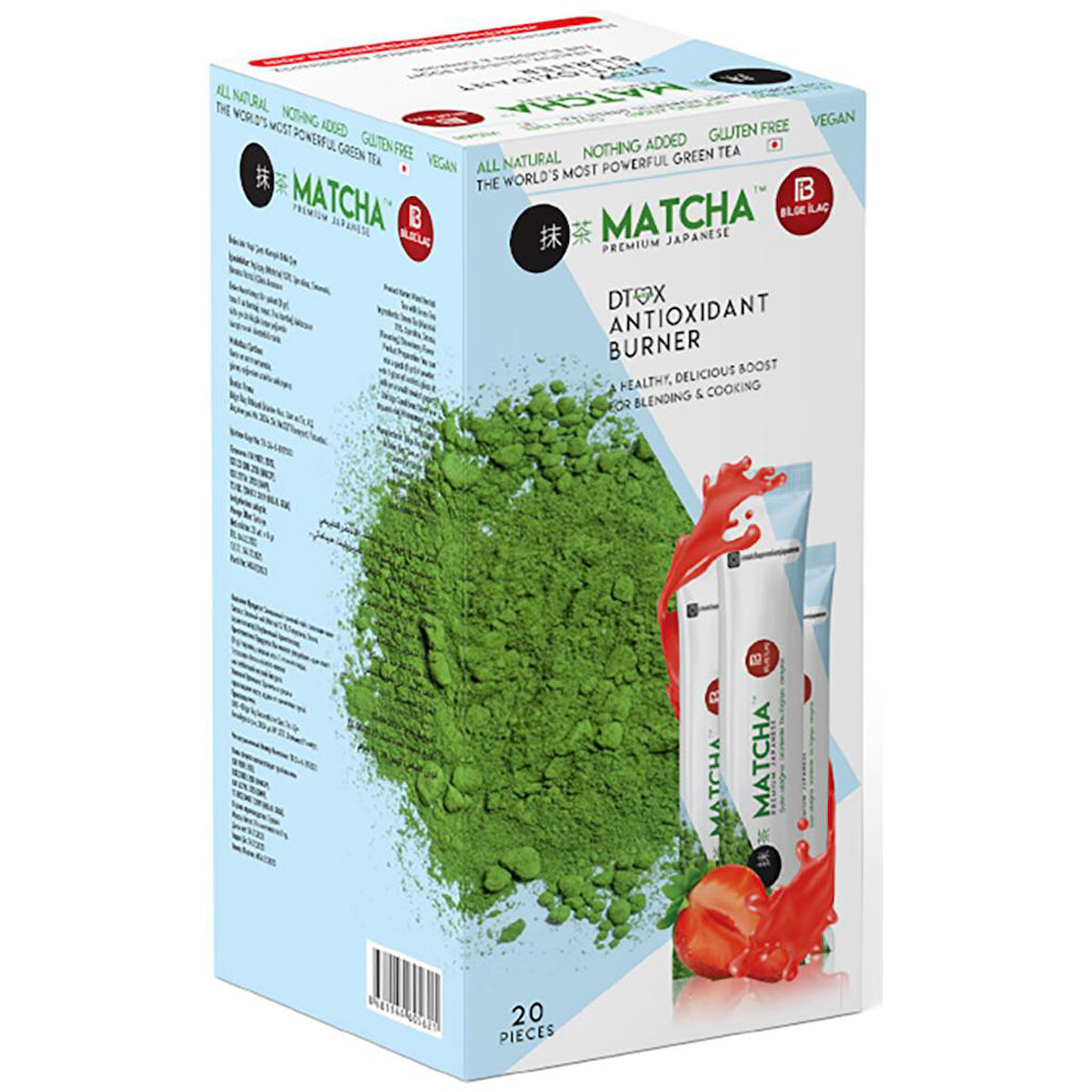 Matcha Premium Japanese Çilek Aromalı Toz Maça Çayı 20 X 8 G