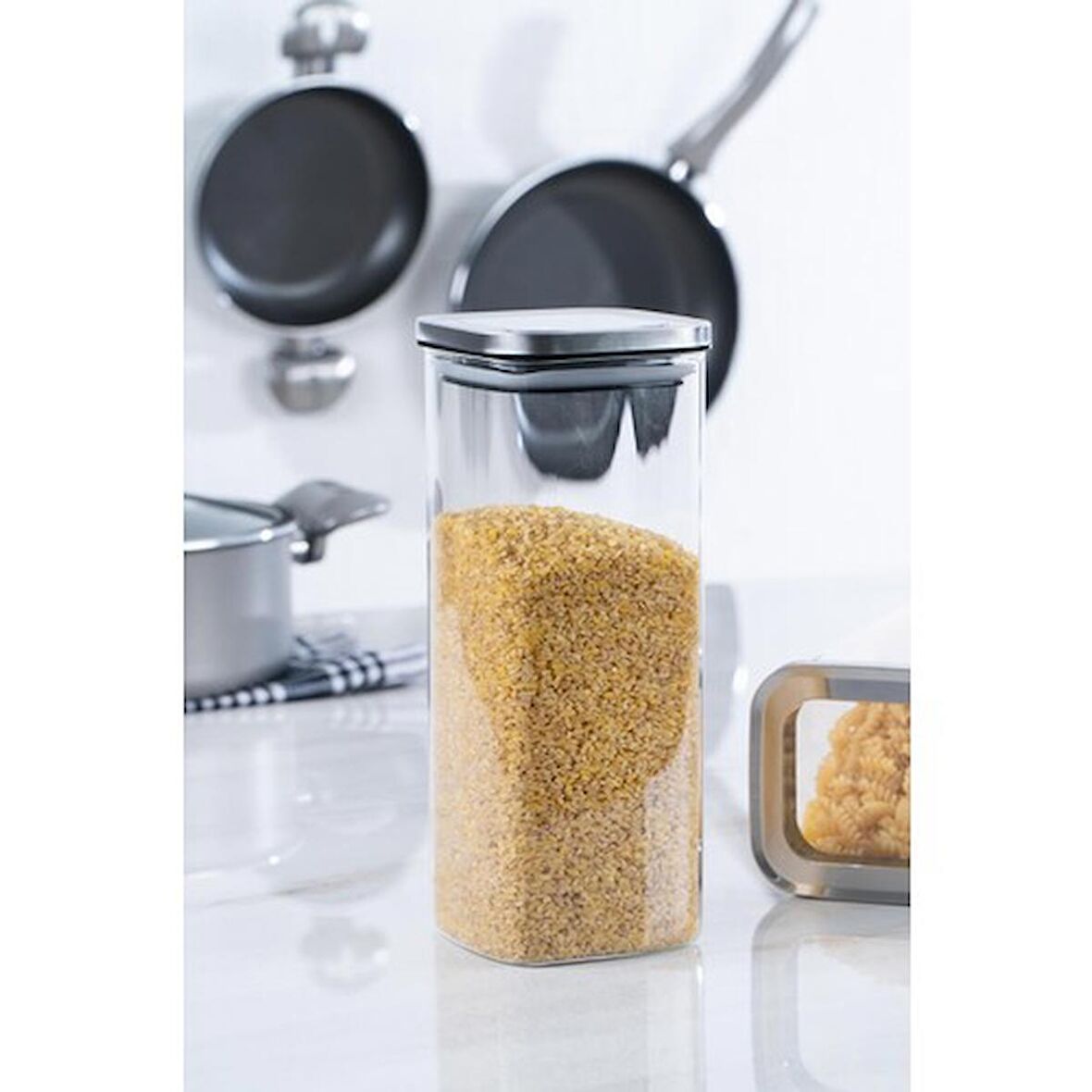 Acar Borosilikat Kare Cam Kavanoz - 1700 ml QDM-012110