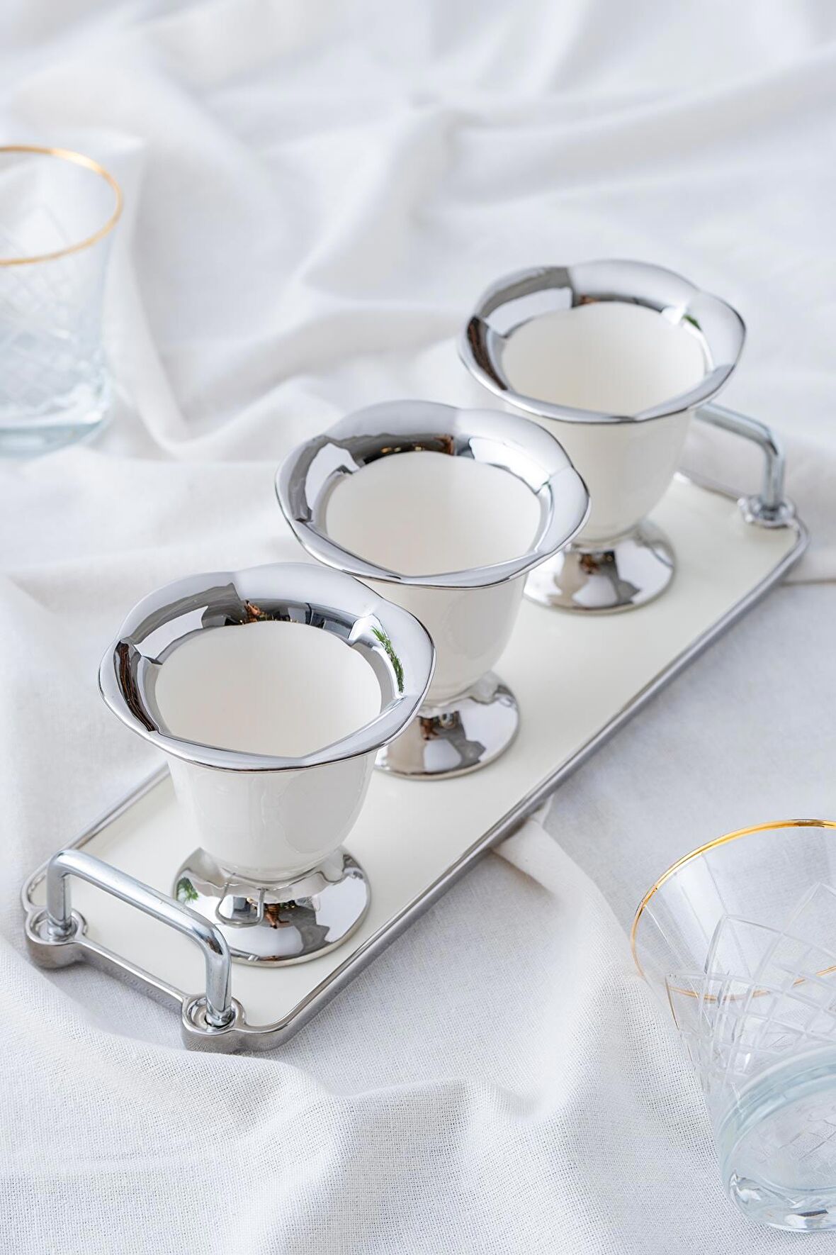 Acar Safira Porselen 4 Parça Sunum Kasesi