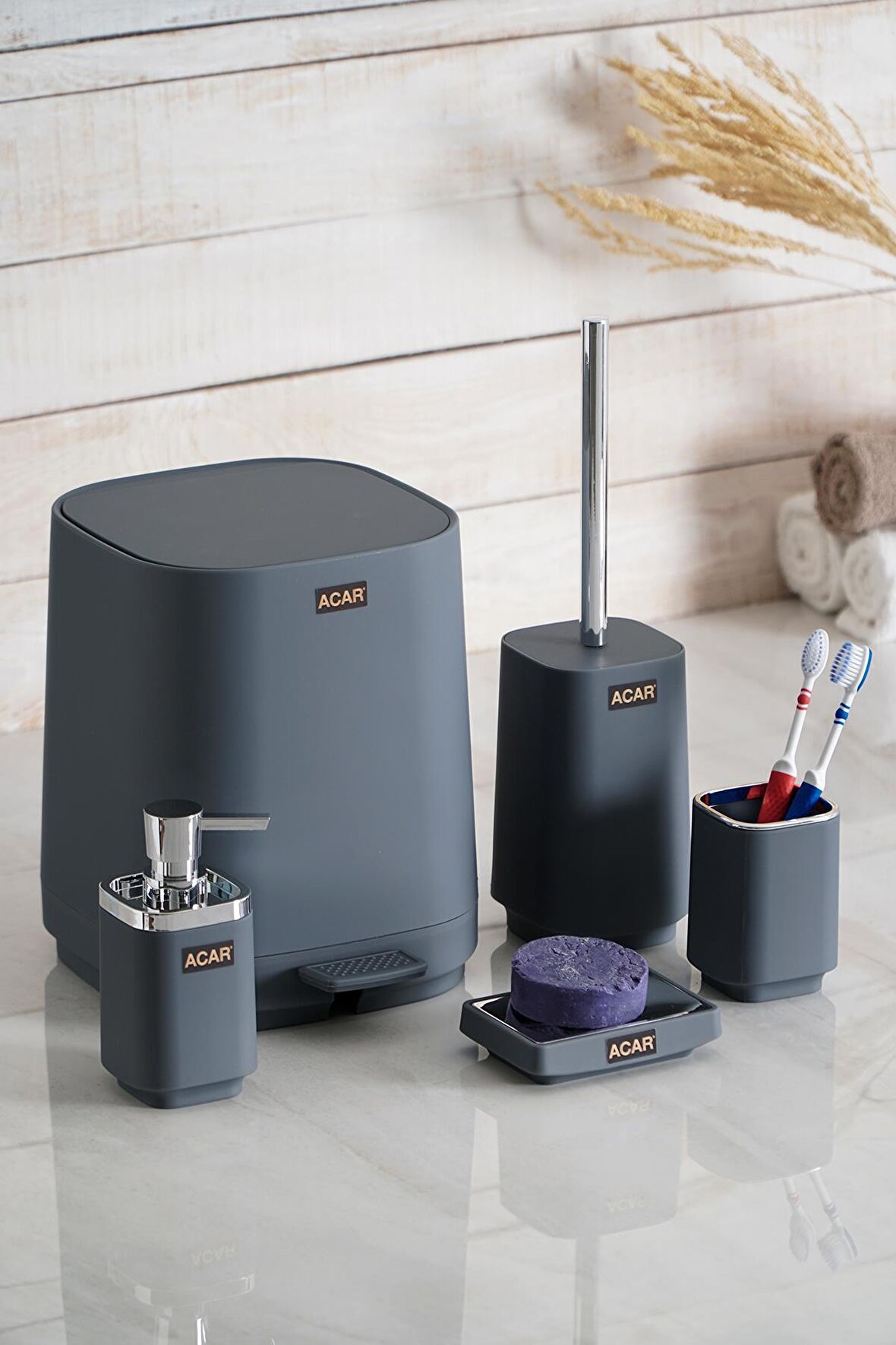 Acar Astoria 5 Parça Banyo Seti - Gri