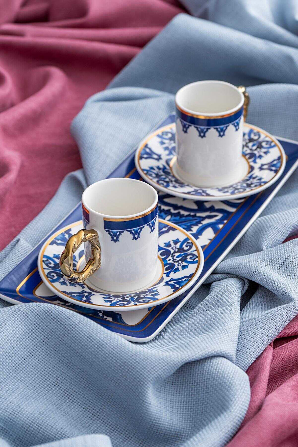 Acar Francesca Lacivert 2 Kişilik Porselen Kahve Fincanı Takımı - 90 ml.