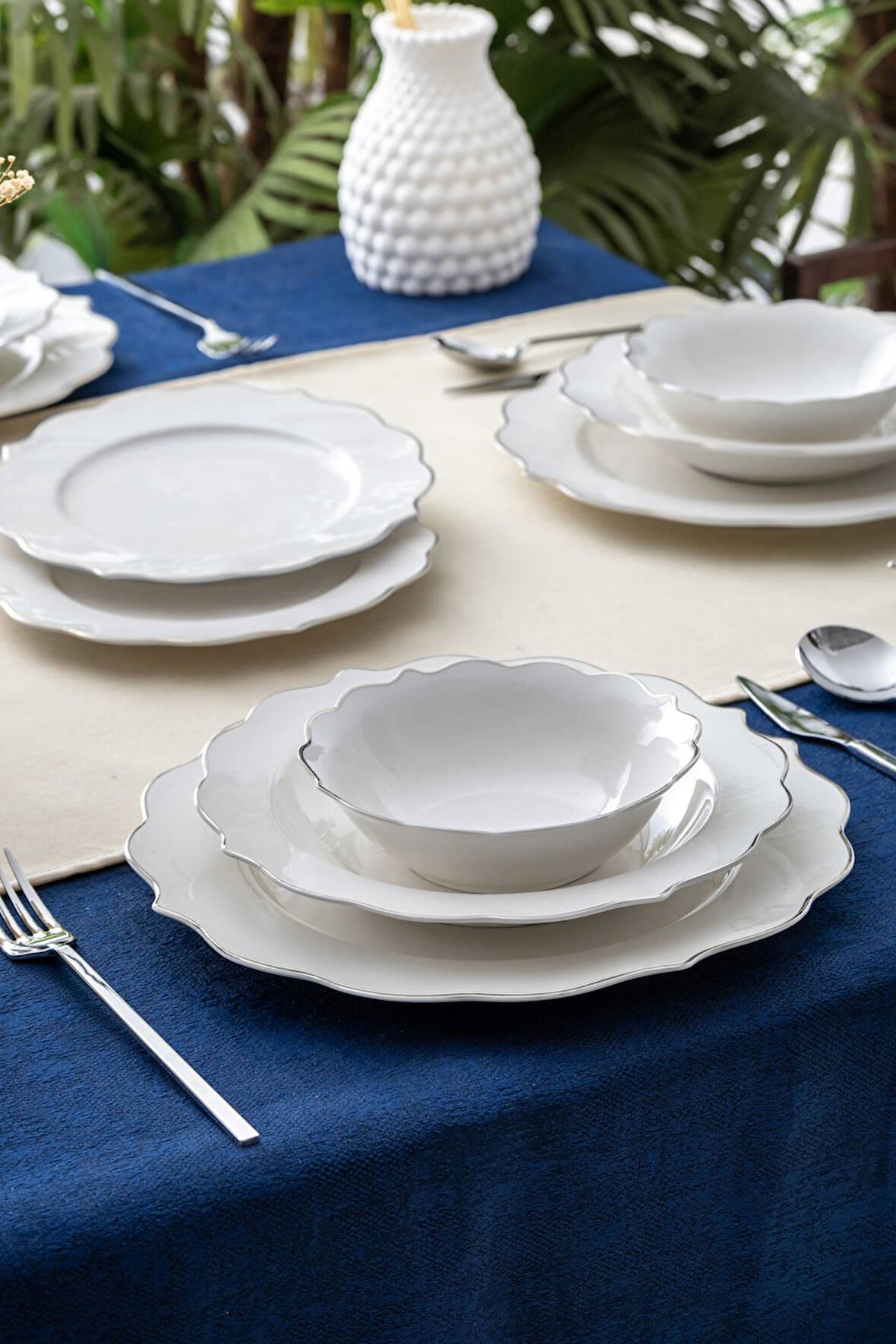 Karmen 6 Kişilik 24 Parça Silver Porselen Yemek Takımı