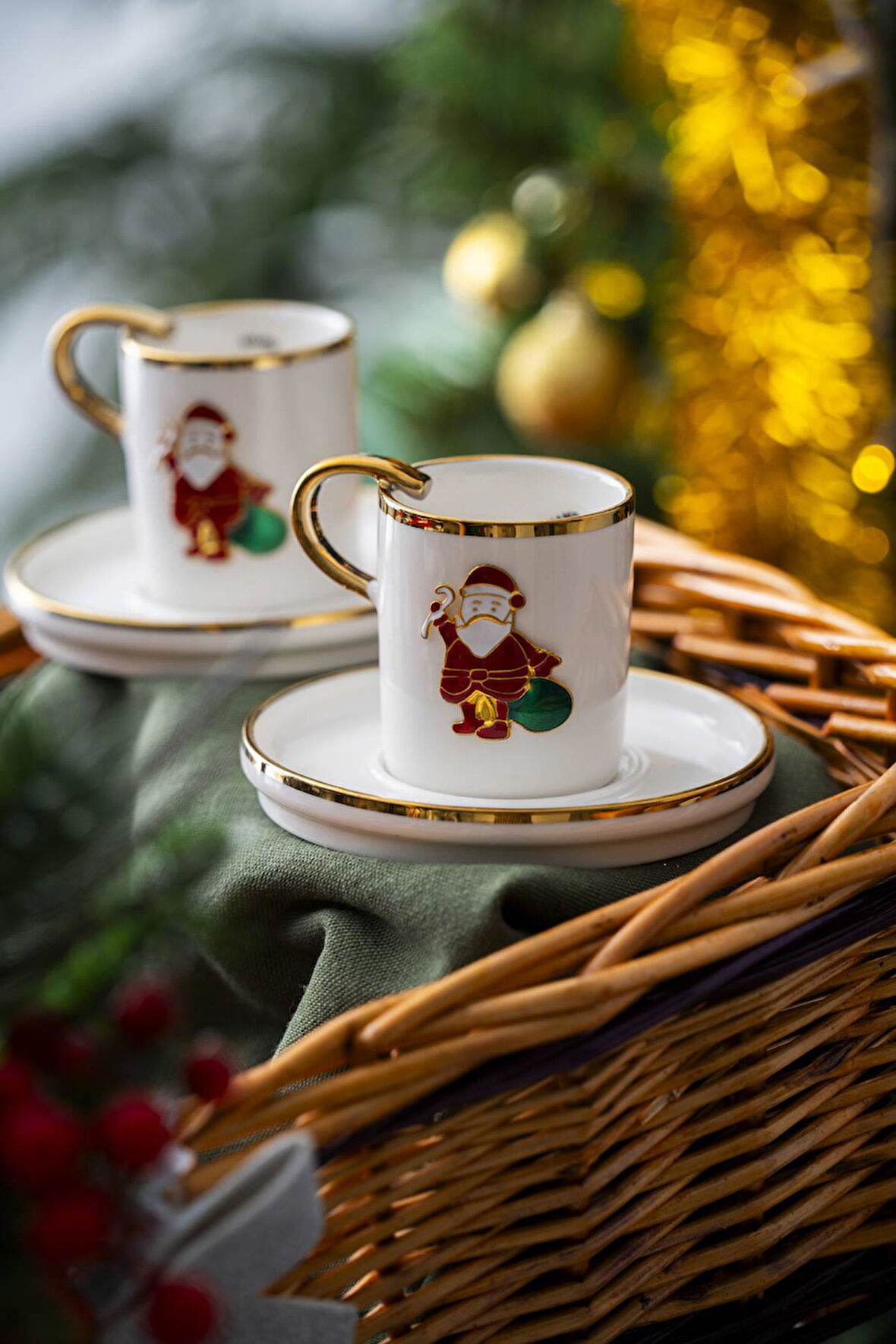 Rennes 2 Kişilik Noel Baba Kahve Fincanı Takımı - 90 ml