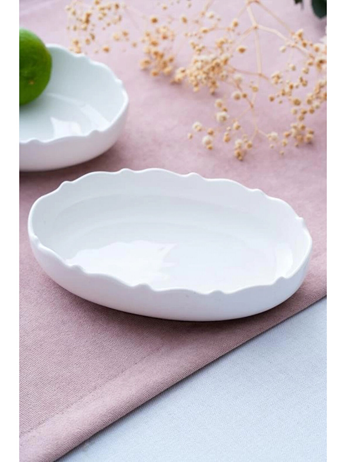 Acar PORWM6317 Nirvana Beyaz Porselen Oval Tabak 15.75 cm