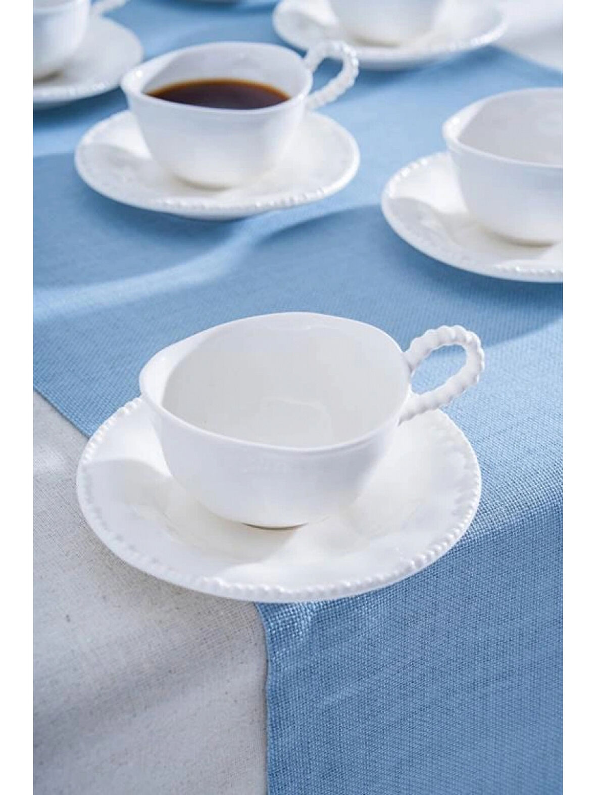 Acar POR7285 Beyaz Porselen Çay Fincanı Seti 6'lı