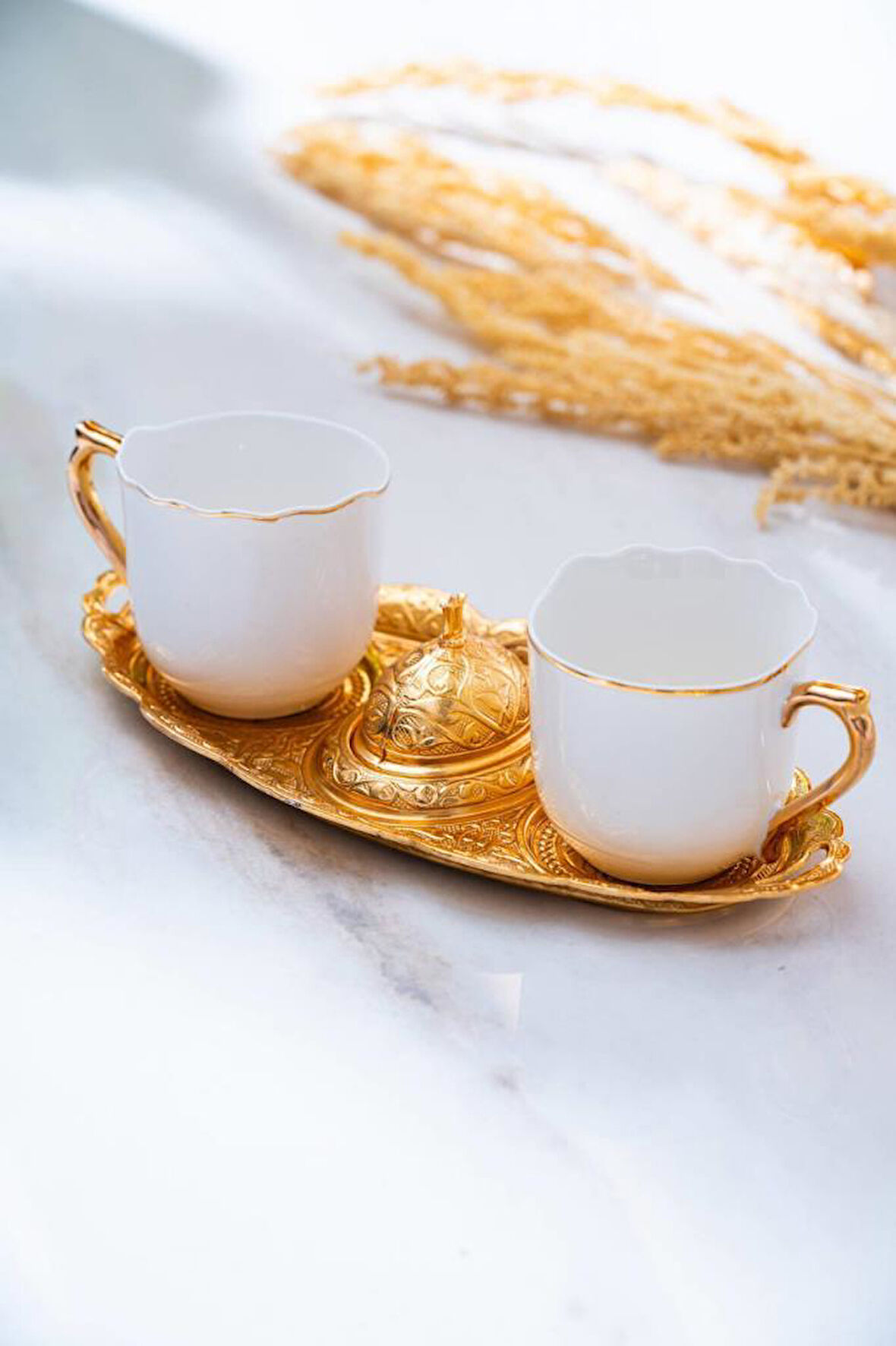 Ayla 2 Kişilik Tepsili Sunum Kahve Fincanı Takımı - 90 ml