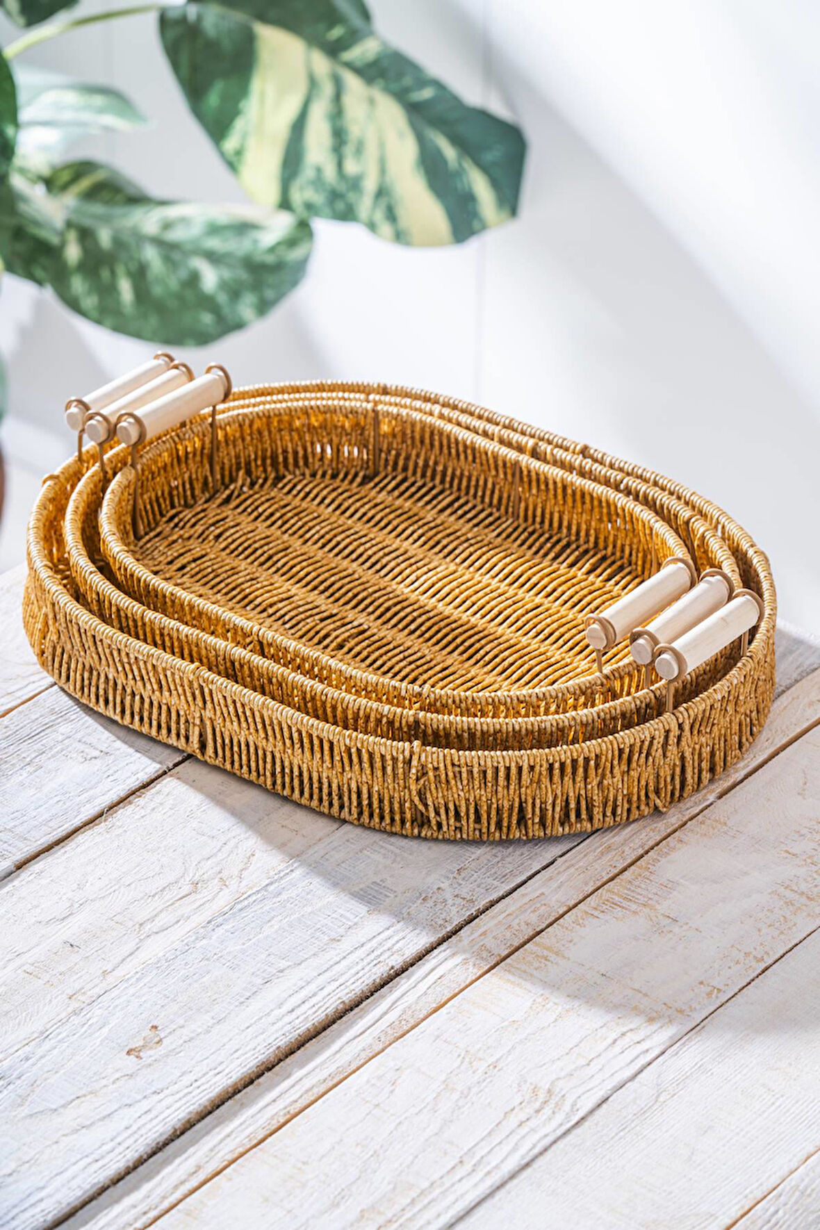 Nomad 3 lü Oval Hasır Tepsi Seti 