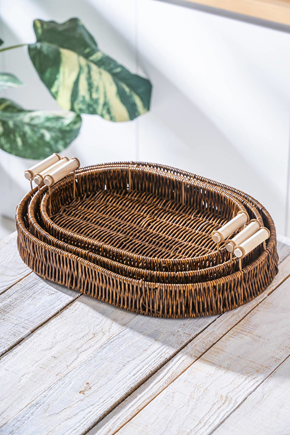 Nomad 3 lü Oval Hasır Tepsi Seti 