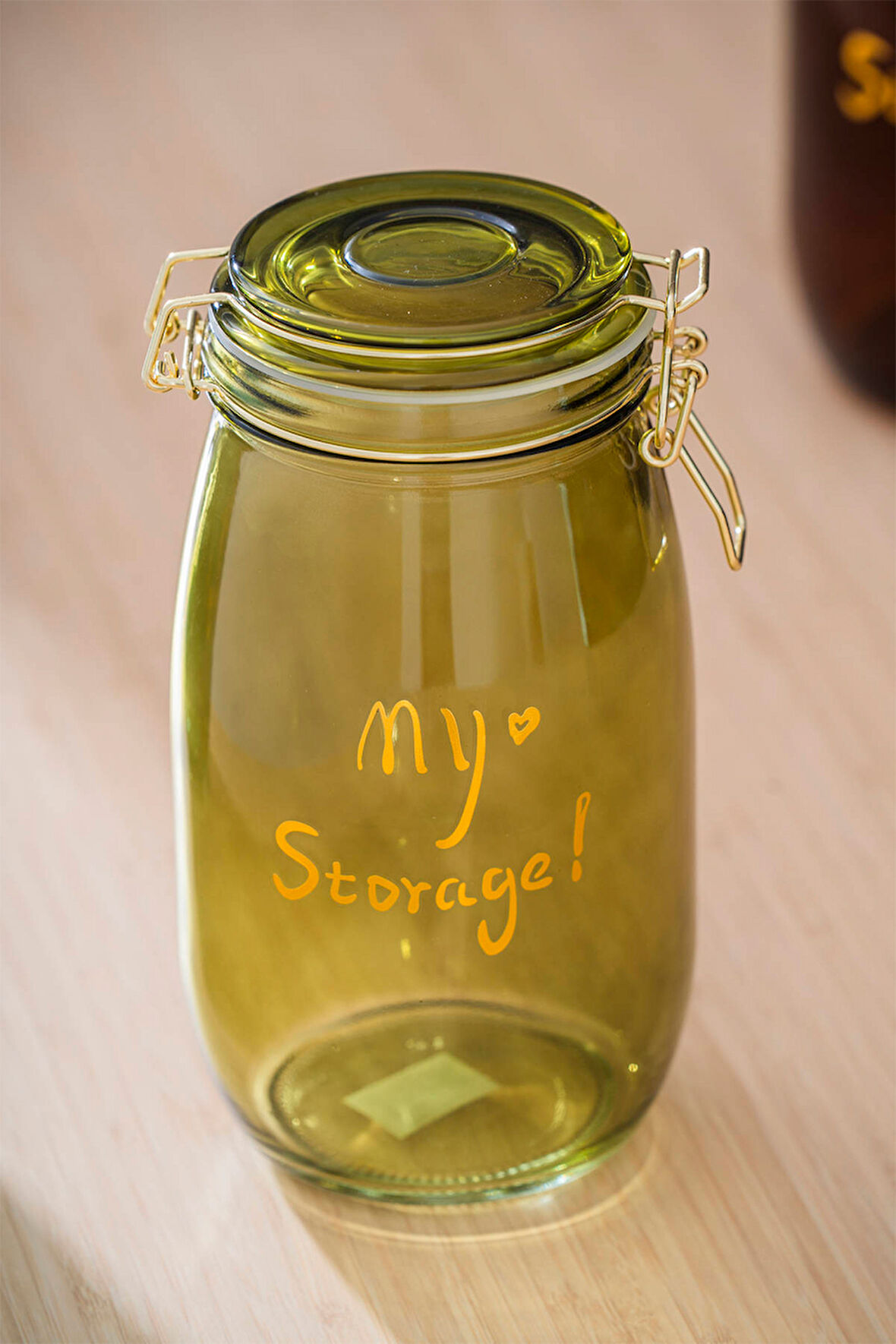 Acar HCH-07943/SARI Pierre Klipsli Kapaklı Kavanoz Seti - 21.5 cm