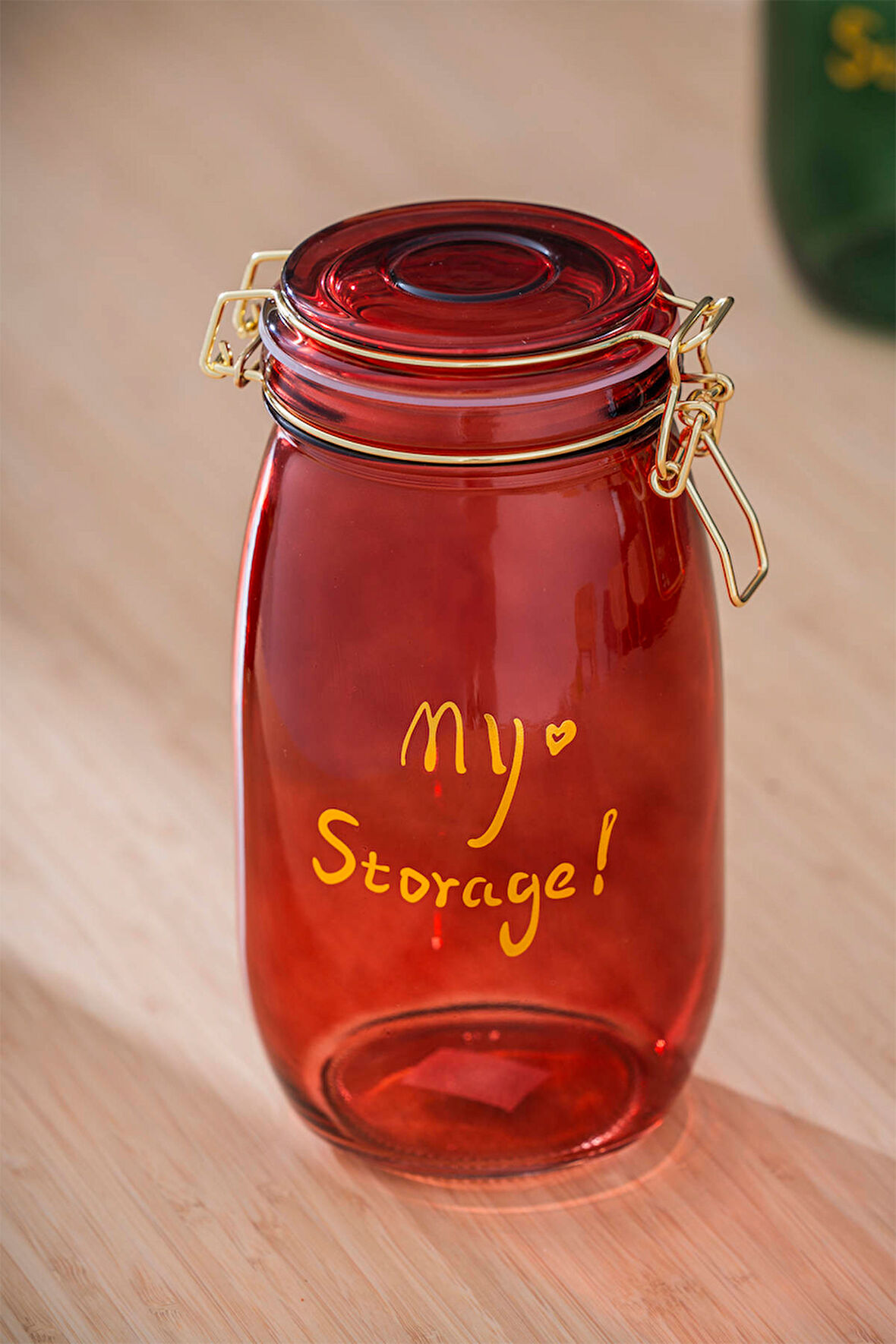 Acar HCH-07943/KRMZ Pierre Klipsli Kapaklı Kavanoz Seti - 21.5 cm