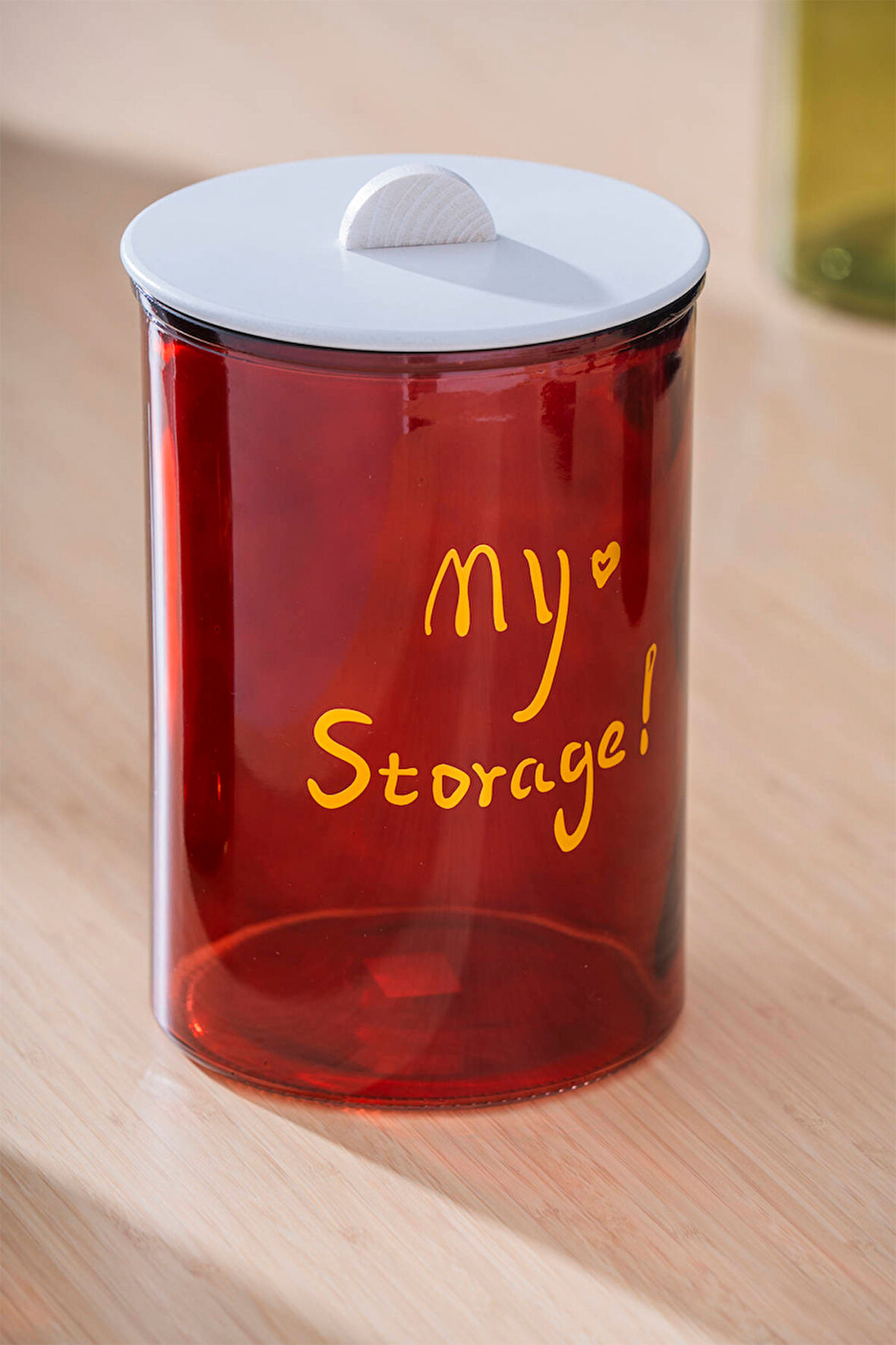 Acar HCH-07947/KRMZ Pierre Ahşap Kapaklı Kavanoz Seti - 24 cm