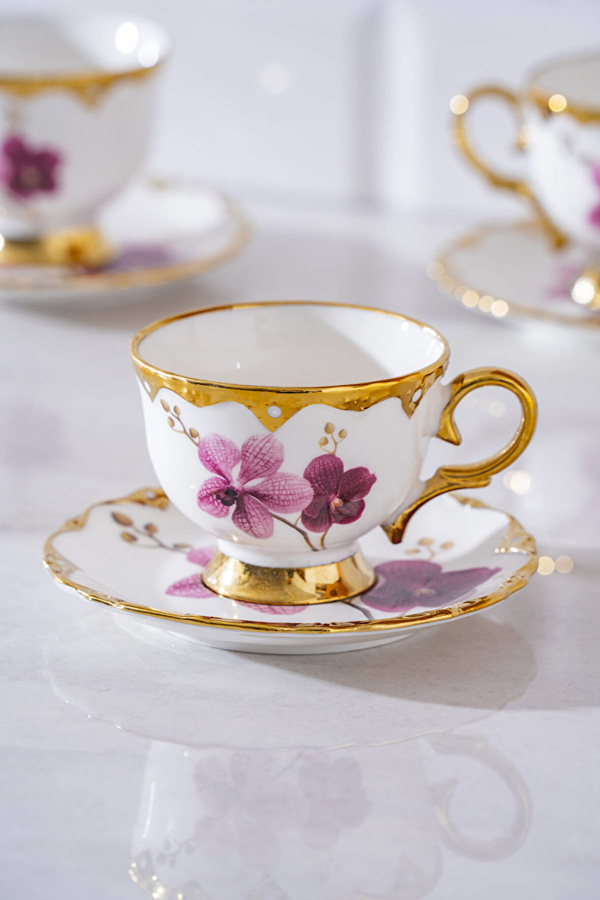 Saura 6 Kişilik Porselen Kahve Fincan Takımı - 90 ml