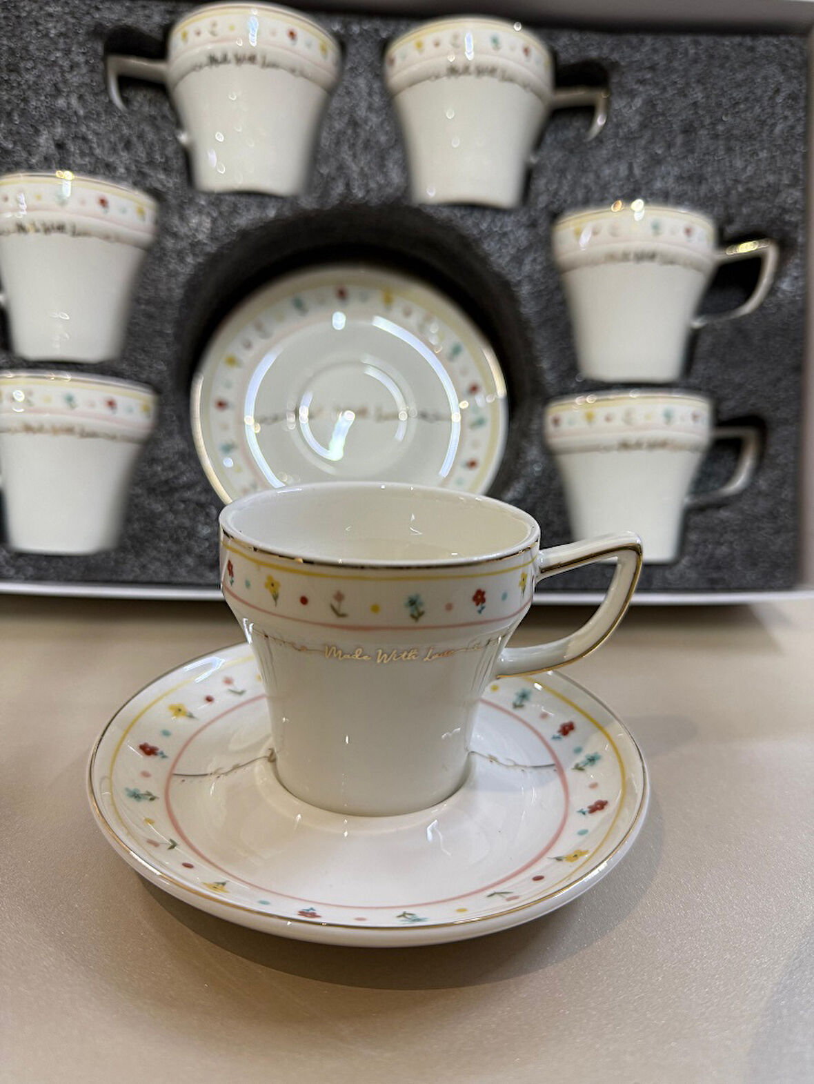 Acar Made With Love Porselen 6 lı Kahve Fincan Takımı 8176