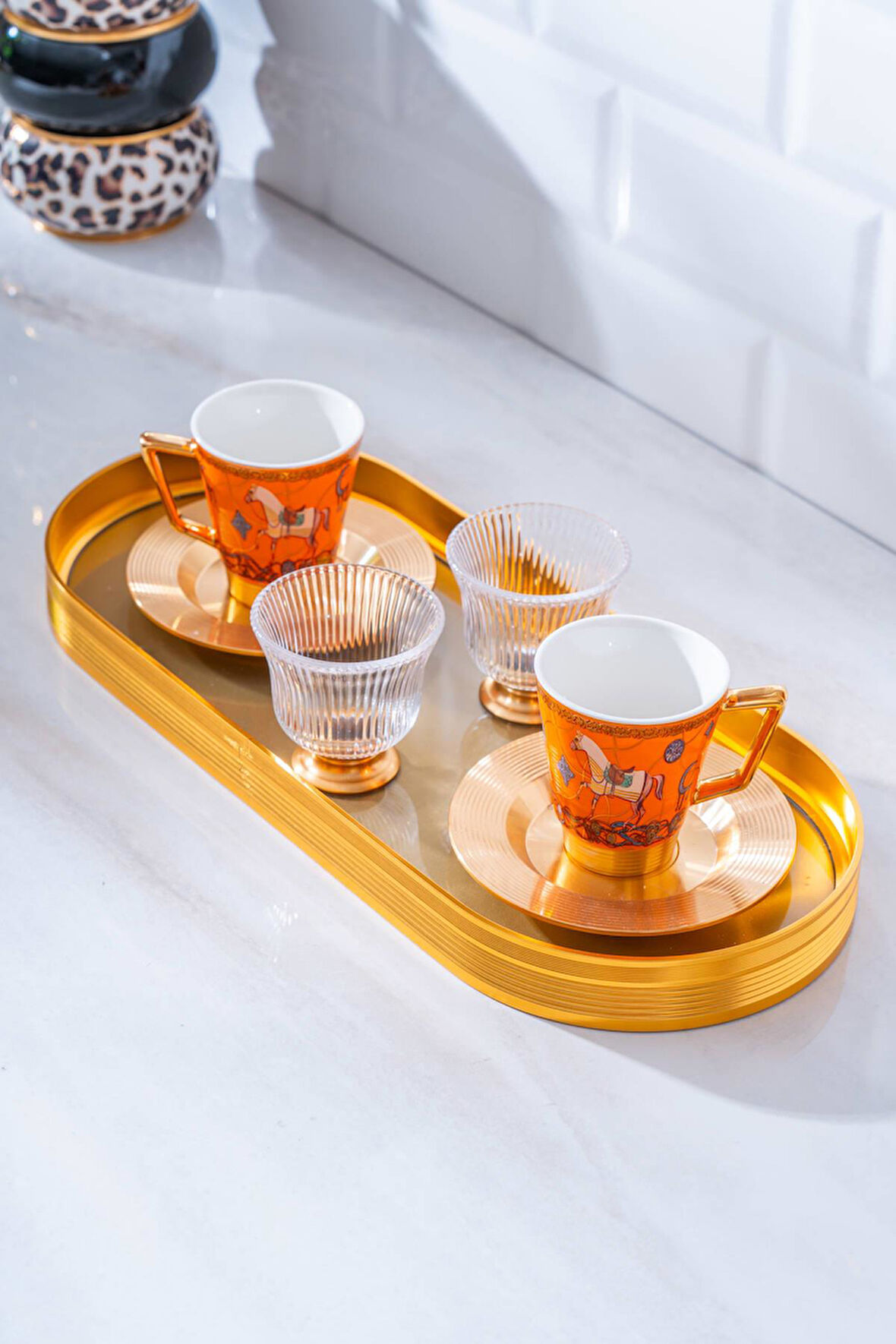 Passifolia 2 Kişilik Cam Tepsili Kahve Fincanı Takımı - 90 ml