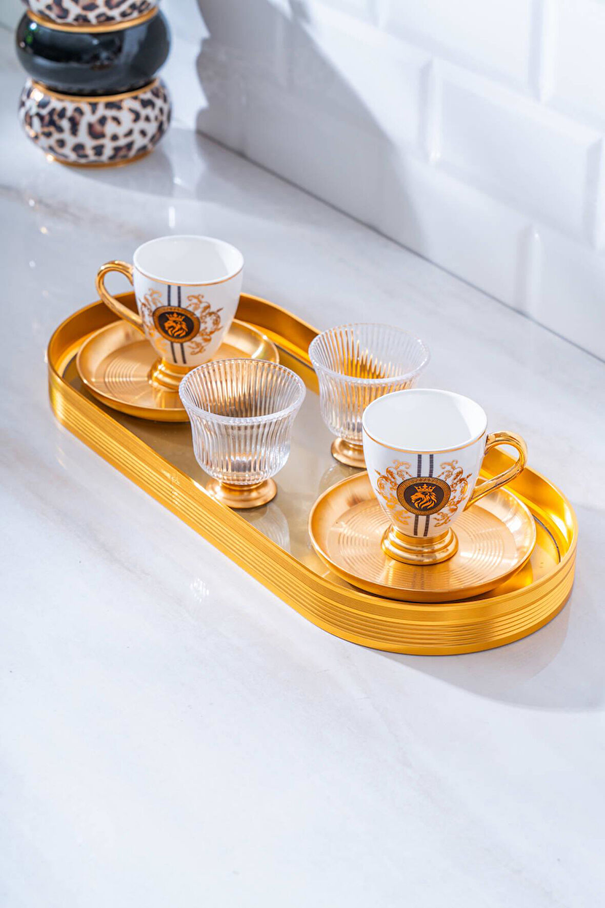 Osteria 2 Kişilik Cam Tepsili Kahve Fincanı Takımı - 90 ml