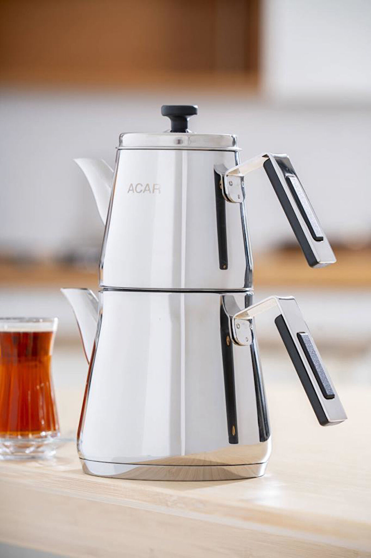 Acar Aveline Aile Boy Çelik Çaydanlık Takımı AR-08586