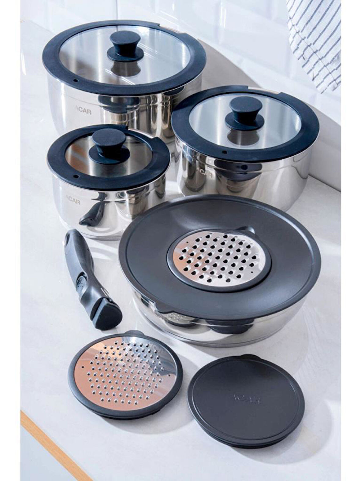 Acar Mars 12 Parça Çelik Tencere Seti KRT-08620