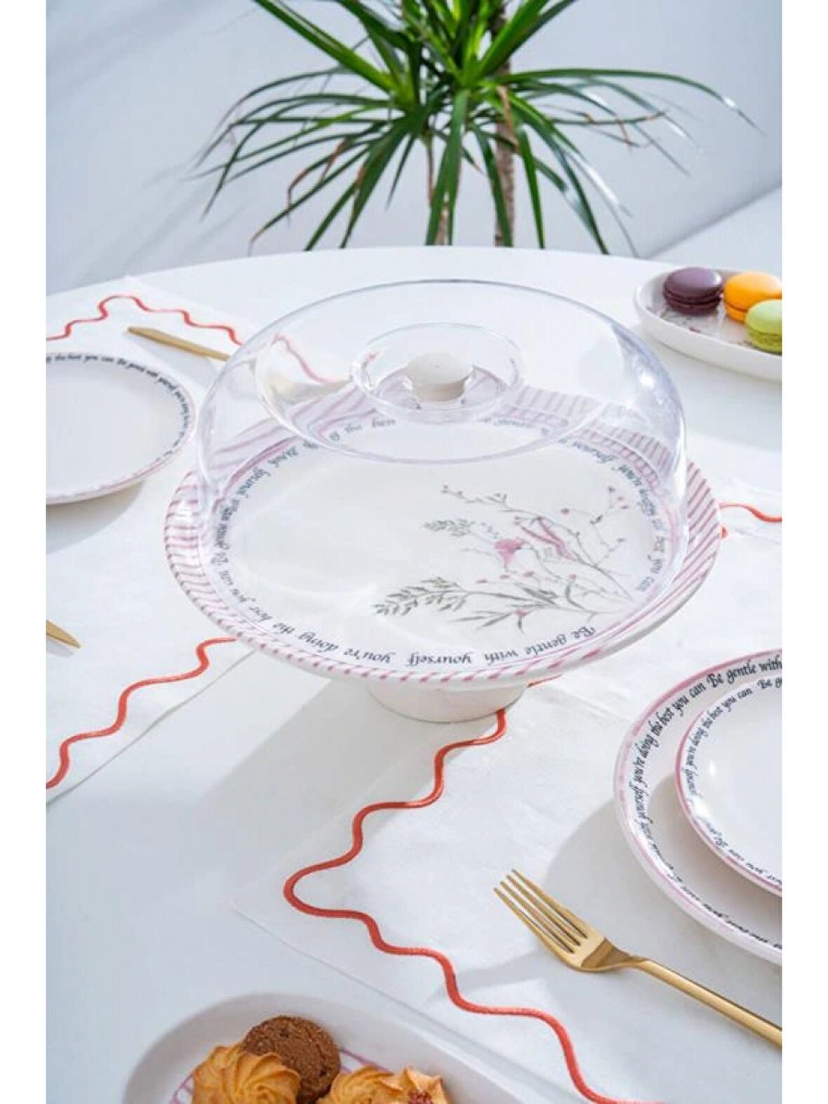 Acar HCA9090 Laila Desenli Ayaklı Kek Fanusu 30 cm