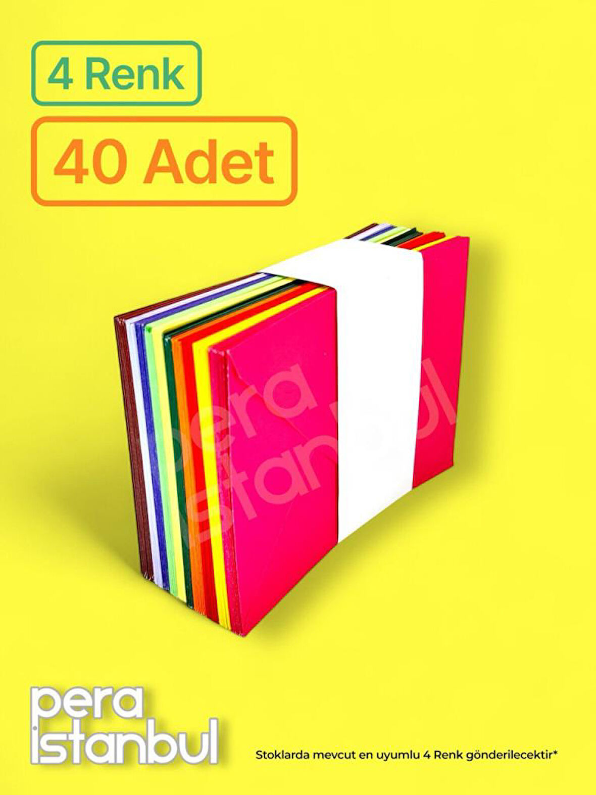 4 Renk 40 Adet 13x18 Renkli Mektup Davetiye Organizasyon Zarfı