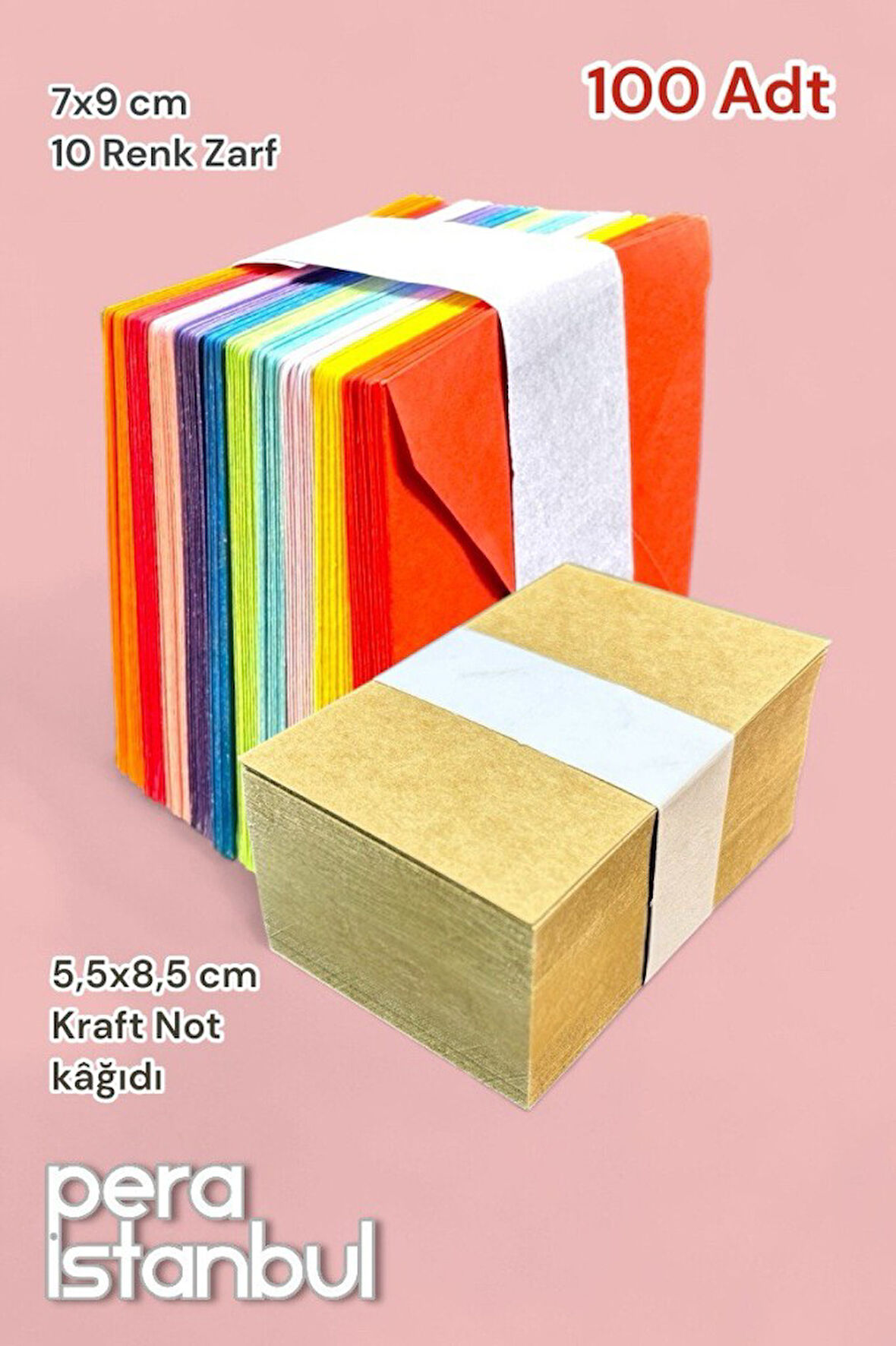 100 Adet Mini Zarf 70mmx90mm 10 Renk Zarf Hediye Doğum Günü Dilekleri Zarfı Kraft Not Kartlı