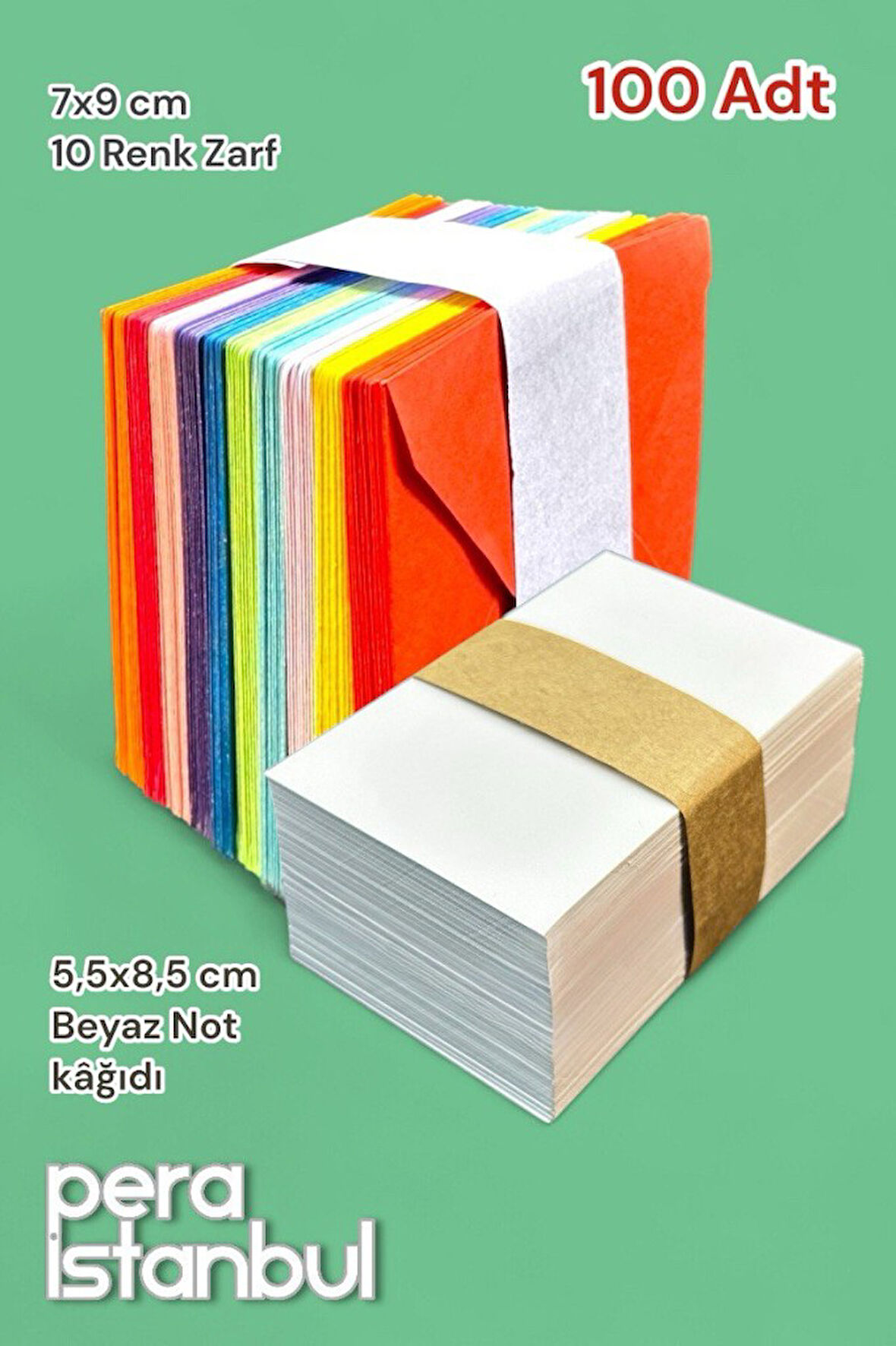 100 Adet Mini Zarf 70mmx90mm 10 Renk Zarf Hediye Doğum Günü Dilekleri Zarfı Beyaz Not Kartlı
