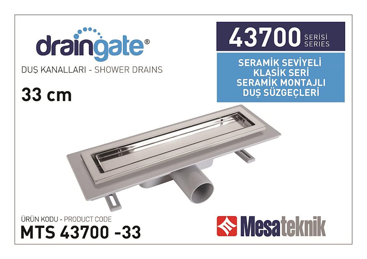 Mesateknik Draingate® Seramik Seviyeli Seramik Montajlı Duş Kanalı  Mts 43700 33