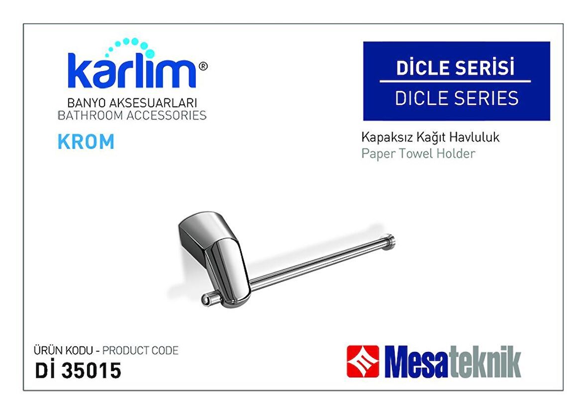 Karlim® Dicle Serisi Kapaksız Kağıt Havluluk (Kutulu Sevkiyat) - Krom Kaplama