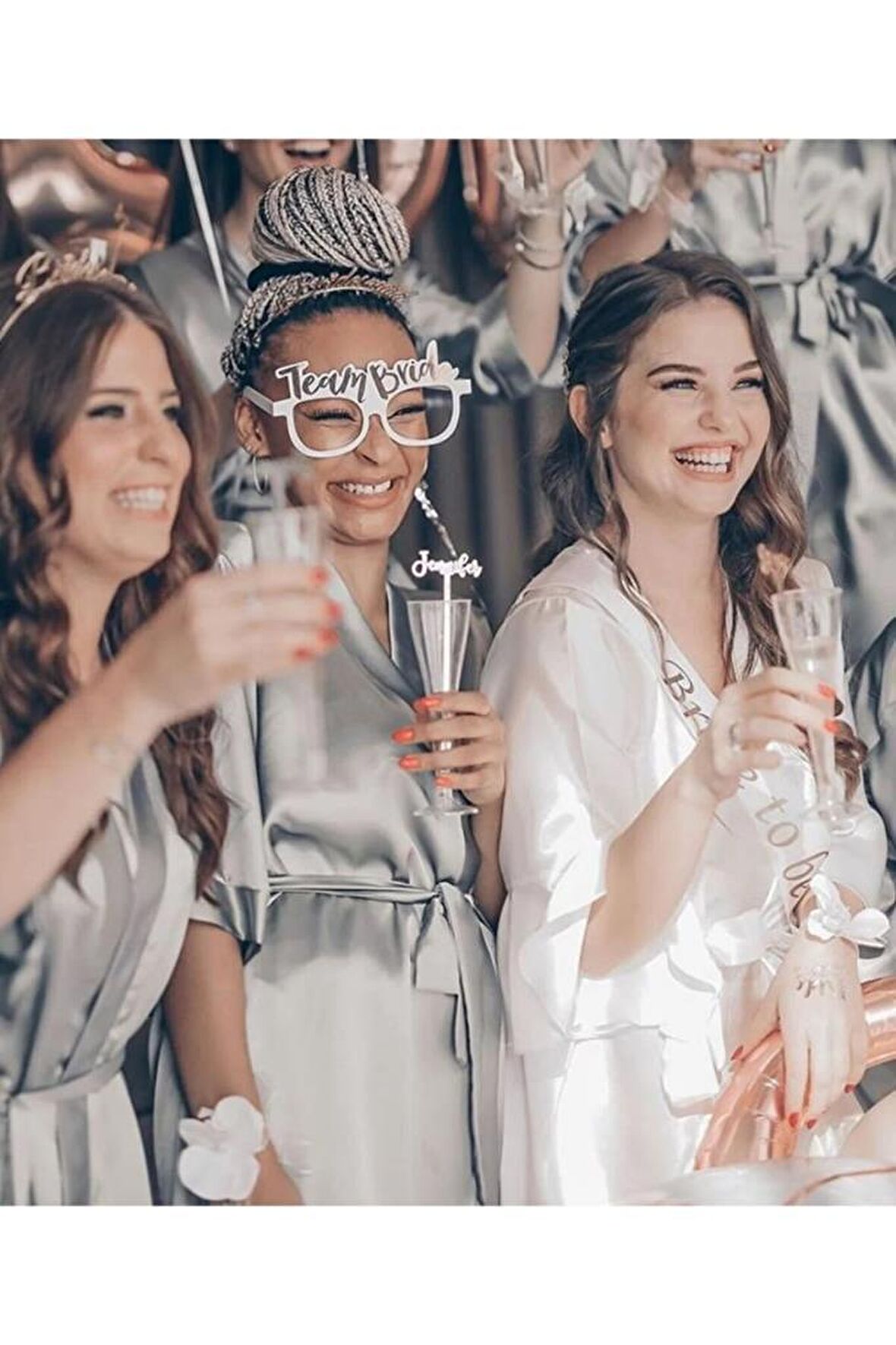 Rose Gold Renk Team Bride Yazılı Konsept Bekarlığa Veda Partisi Karton Gözlük 10 Adet