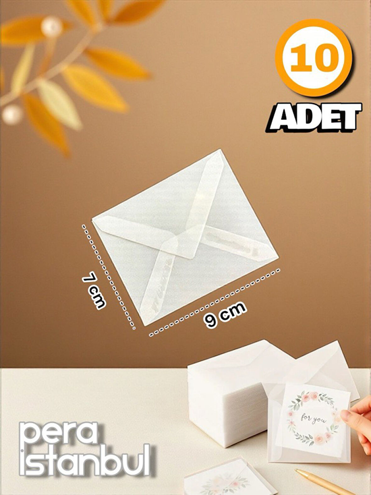 10 Adet 7x9 Aydınger Transparan Şeffaf Zarf Davetiye Lüks Tebrik Kartı Mektup Mühür Cüzdan