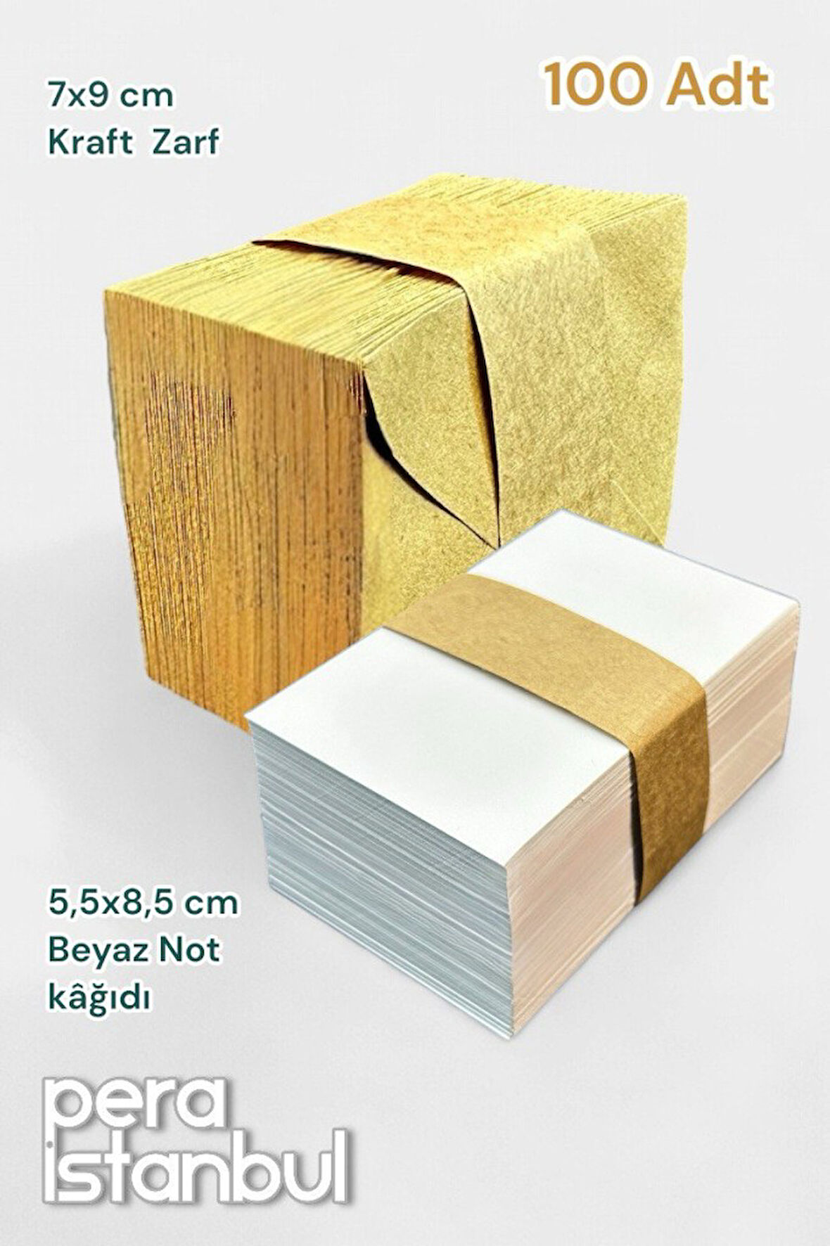 100 Adet Mini Zarf 70mmx90mm Kraft Zarf Hediye Doğum Günü Dilekleri Zarfı Beyaz Not Kartlı
