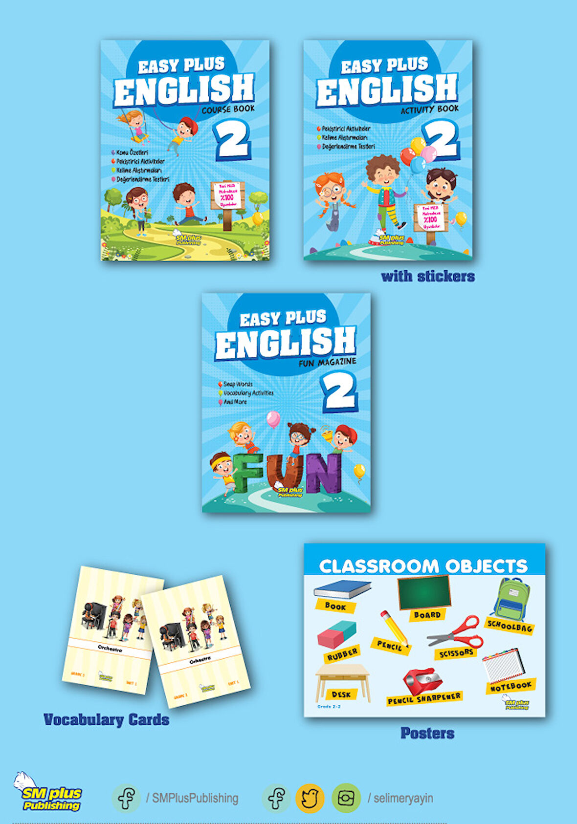 Sm Plus Publishhing 2. Sınıf Easy Plus Englısh Set (Full Set 3 Kitap+ Kartlar)