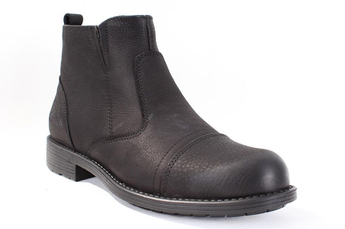 Hammer Jack Yuvarlak Burun Orta Topuk Fermuarlı Soğuk Havaya Dayanıklı Günlük Siyah Klasik Bot Nubuk