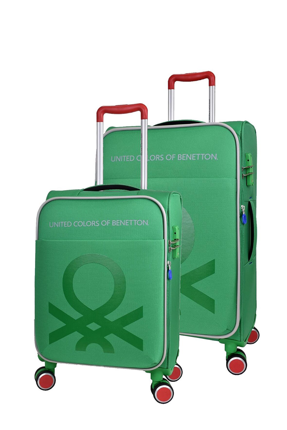 United Colors Of Benetton Ultra Light Hafif Lüx Kumaş 2'li Valiz Seti Orta Boy - Kabin Boy Yeşil BNT2200