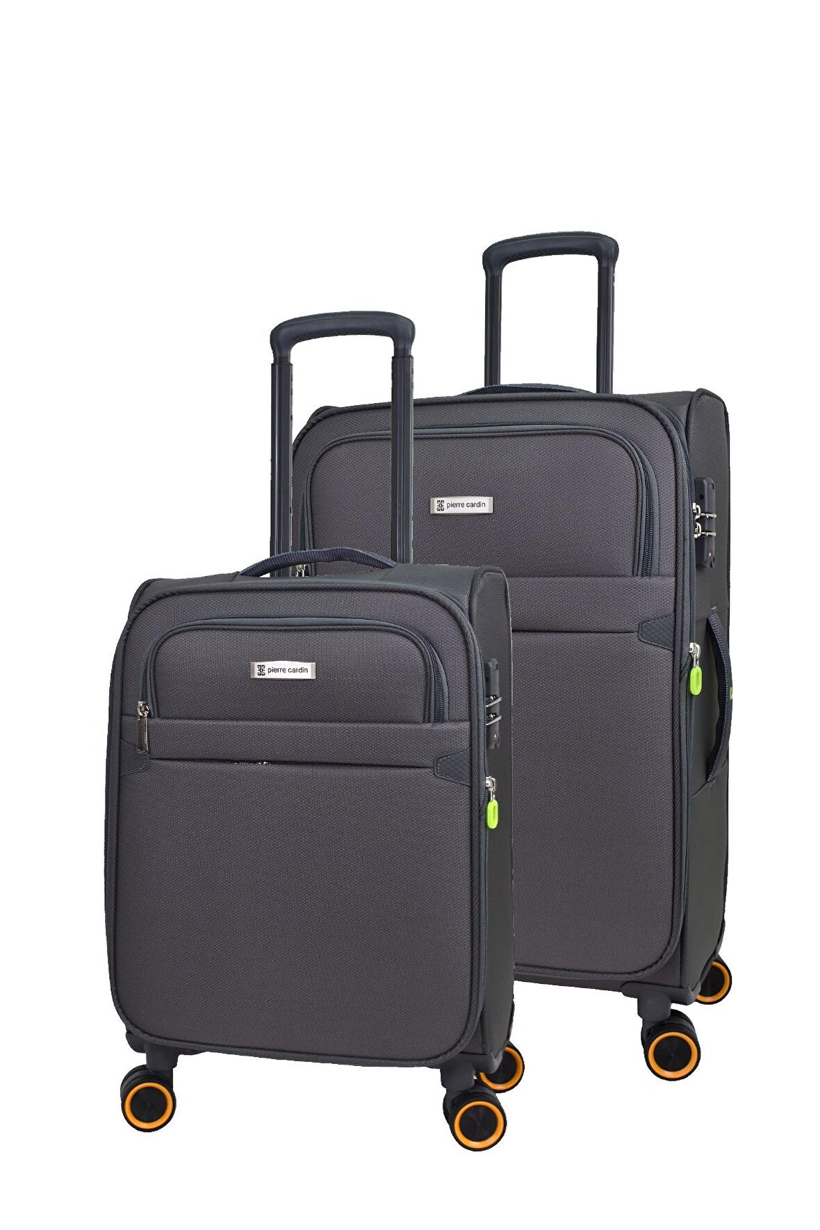 Pierre Cardin Ultra Light Hafif Lüx Kumaş 2'li Valiz Seti Orta Boy - Kabin Boy Gri PC6000