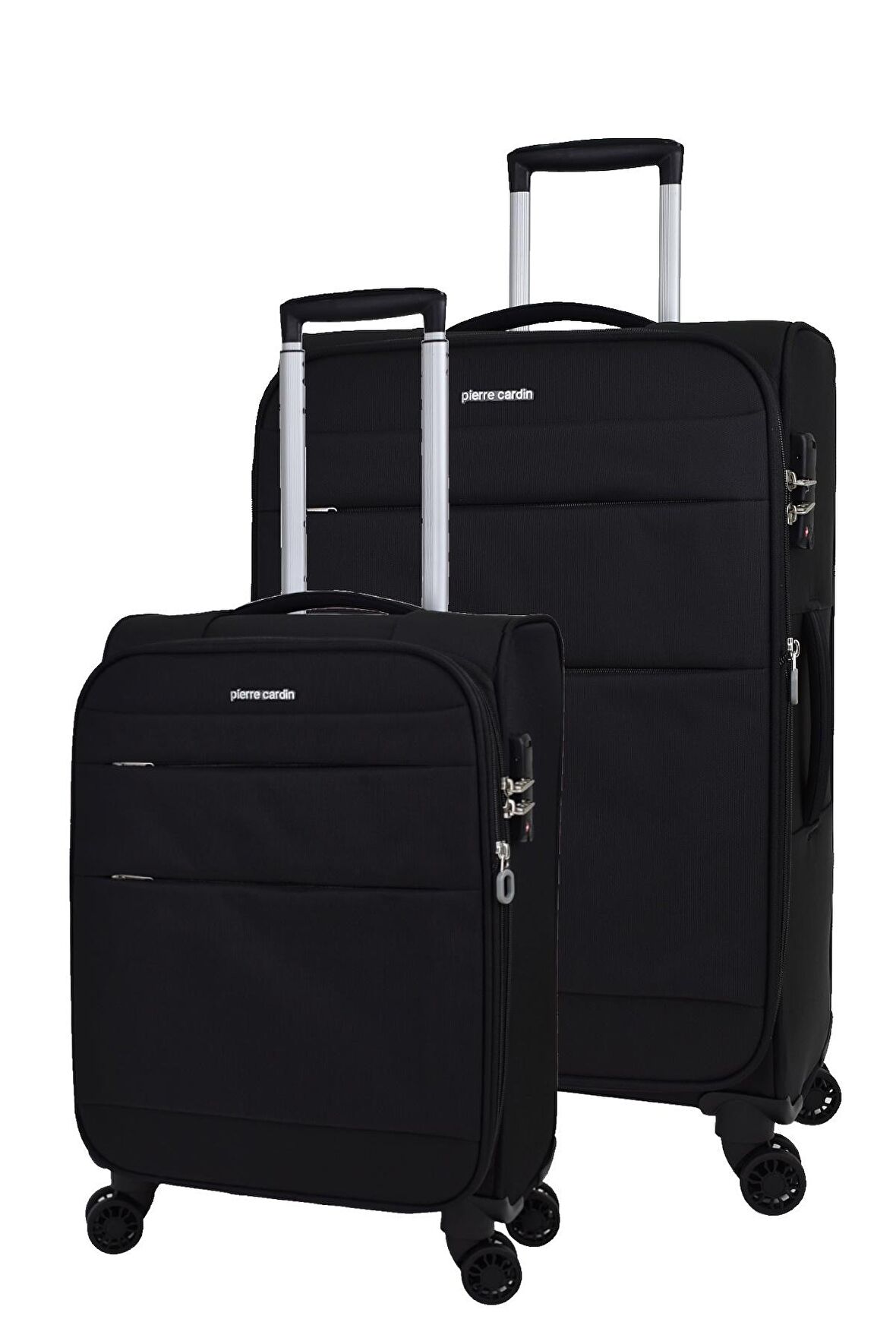 Pierre Cardin Ultra Light Hafif Lüx Kumaş 2'li Valiz Seti Büyük Boy - Kabin Boy Siyah PC4200