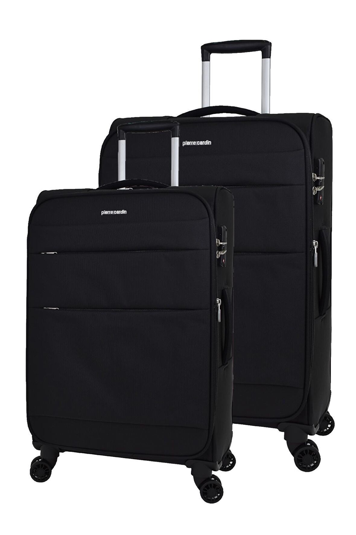 Pierre Cardin Ultra Light Hafif Lüx Kumaş 2'li Valiz Seti Büyük Boy - Orta Boy Siyah PC4200