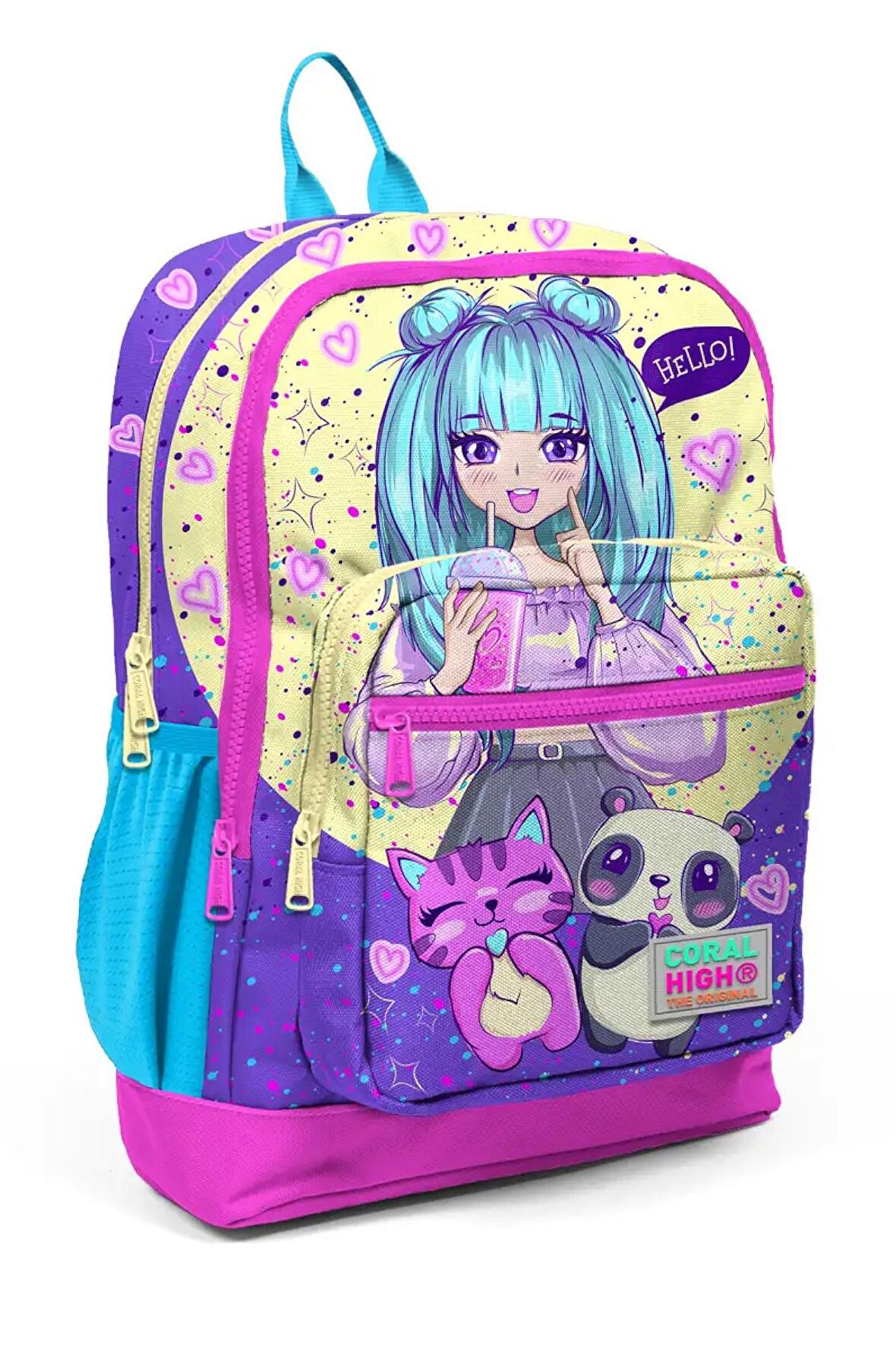 Elatae Anime Desenli Lila/Pembe Okul Sırt Çantası 23735