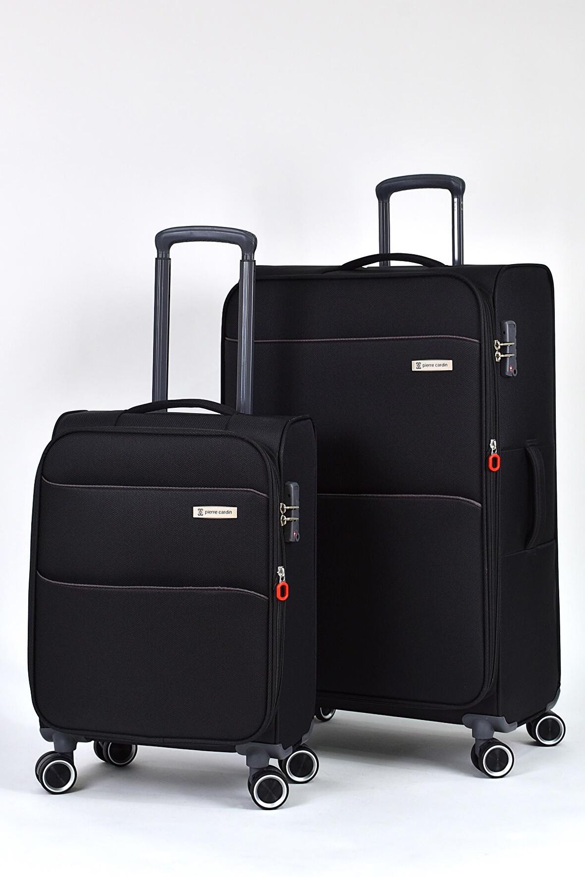 Pierre Cardin Ultra Light Kumaş 2'li Valiz Seti Büyük Boy - Kabin Boy Siyah PC6050