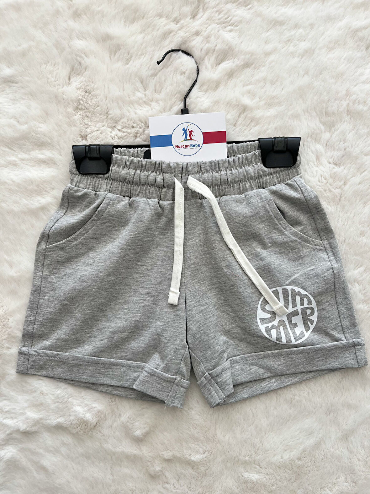 Kısa Düz Penye  Bağlamalı Şort