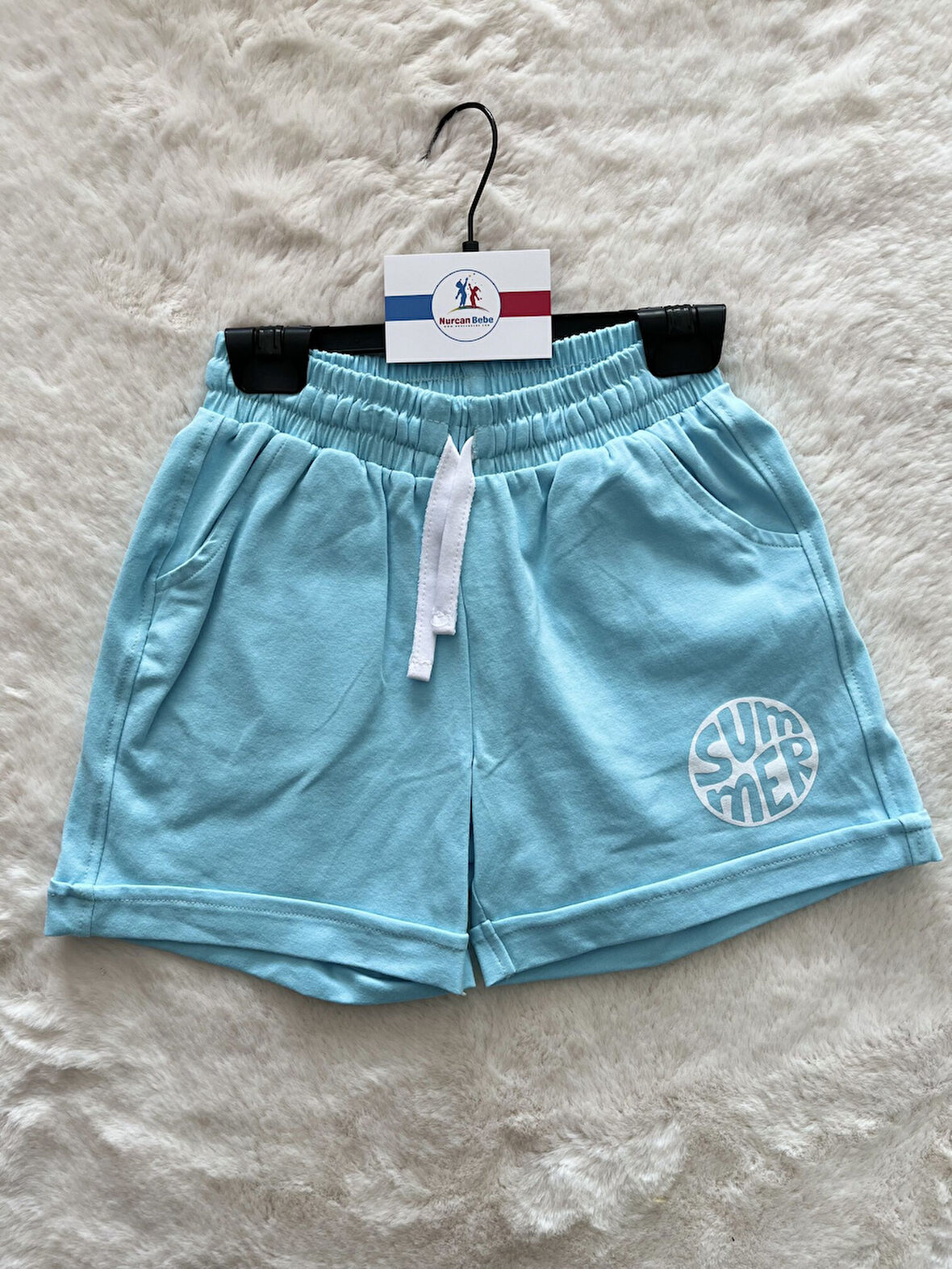 Kısa Düz Penye  Bağlamalı Şort