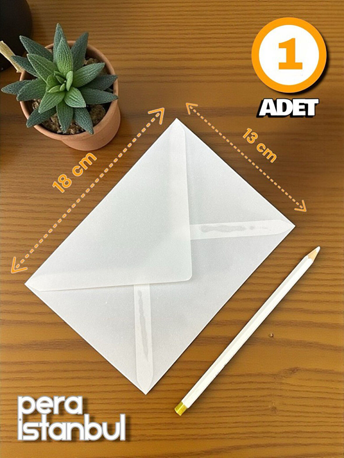 1 Adet Aydınger Transparan Şeffaf Zarf Davetiye Lüks Tebrik Kartı Mektup Mühür Cüzdan