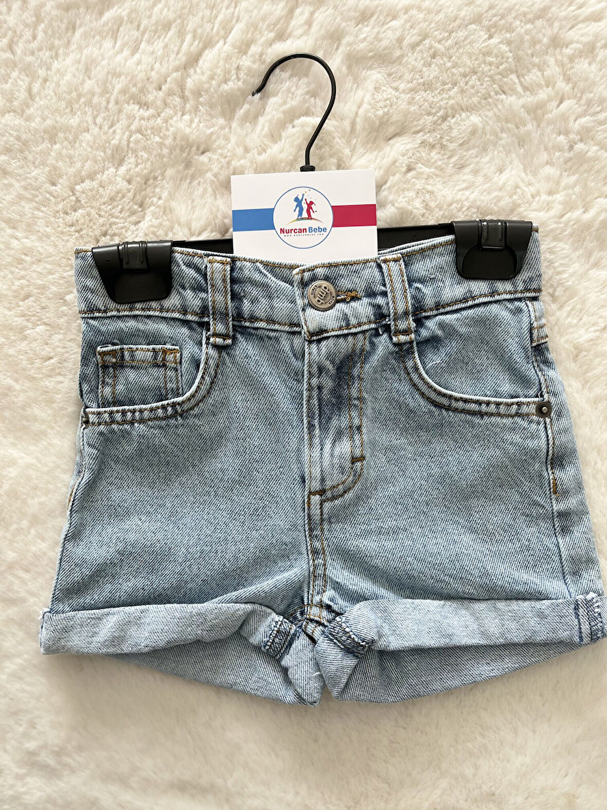 Kısa Düz Kot Şort 4-14 Yaş
