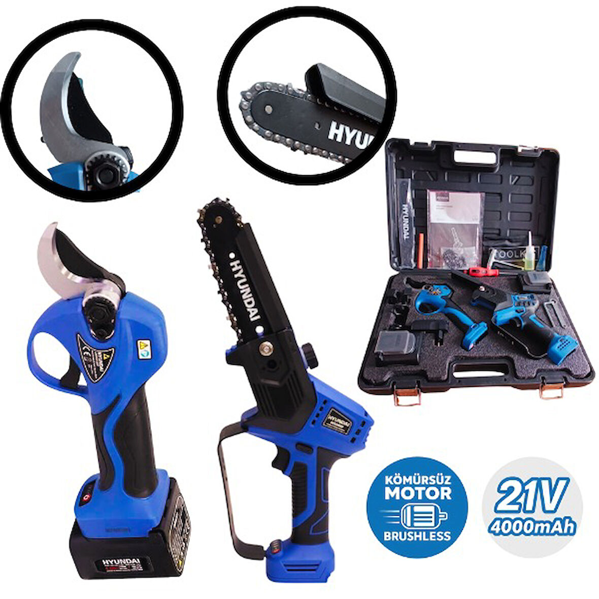 Hyundai HCS308XP + LaserCut 40XP Akülü Budama Seti – Çift Akülü Profesyonel Bahçe Bakım Seti