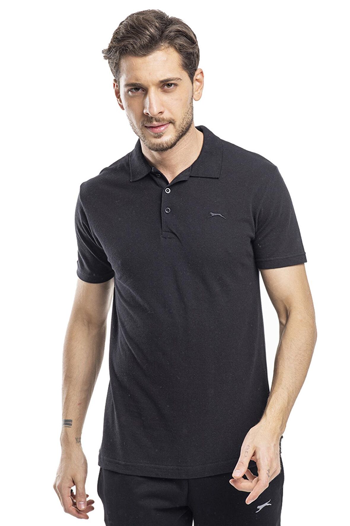 Slazenger SOHO I Erkek Polo Yaka Siyah Tişört