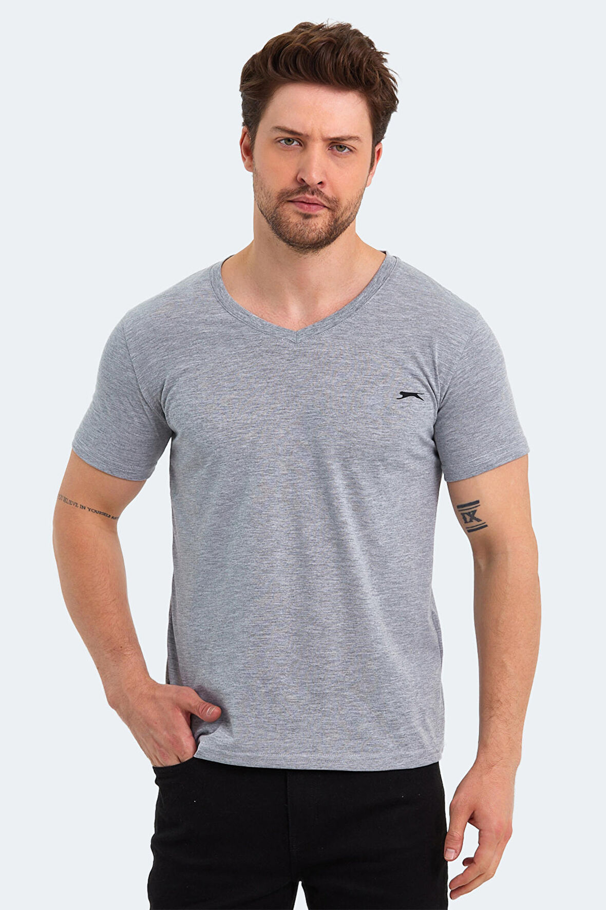 Slazenger SARGON KTN Erkek Kısa Kol T-Shirt Gri