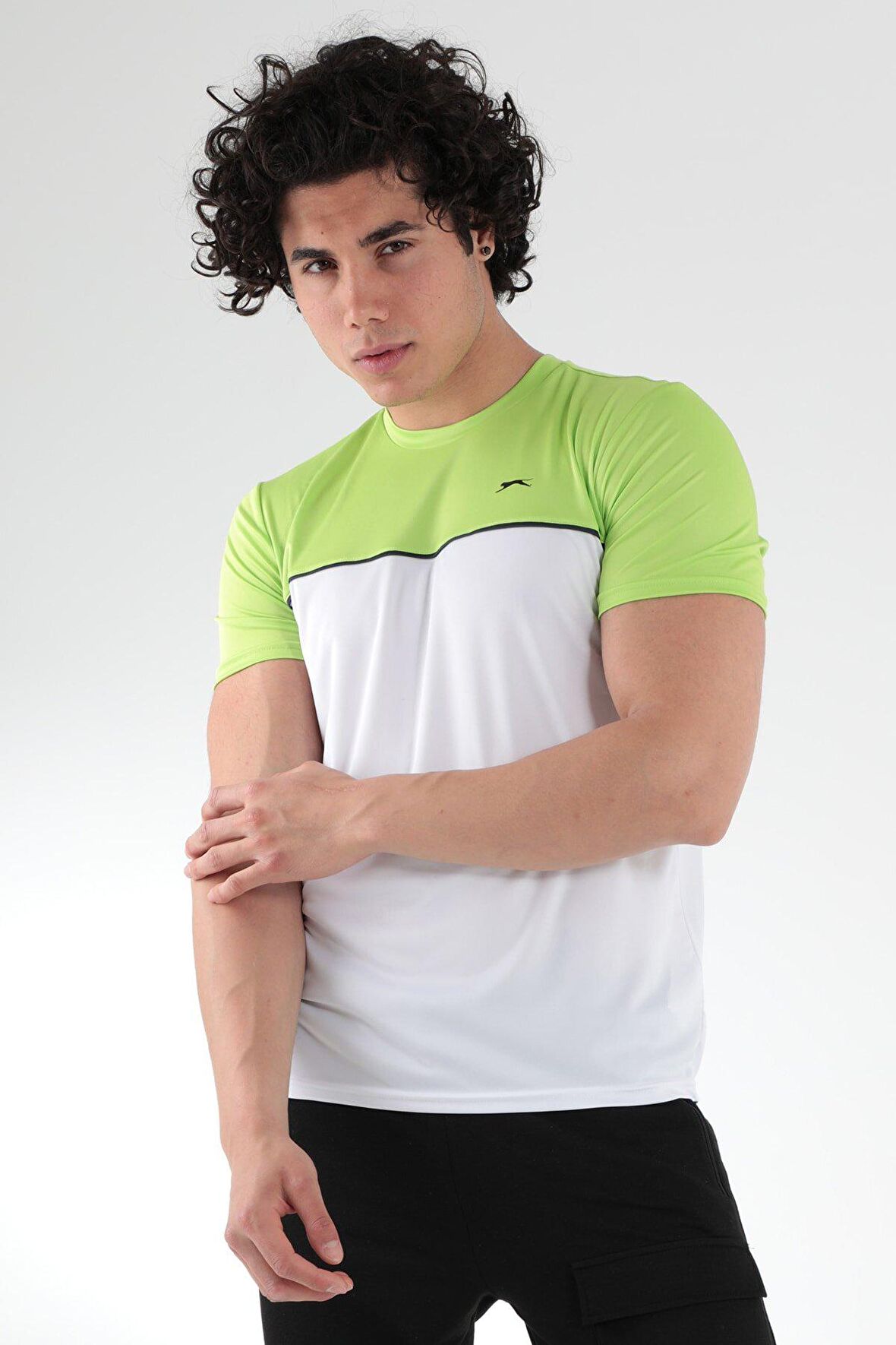 Slazenger OBSERVE Erkek T-Shirt Beyaz / Yeşil